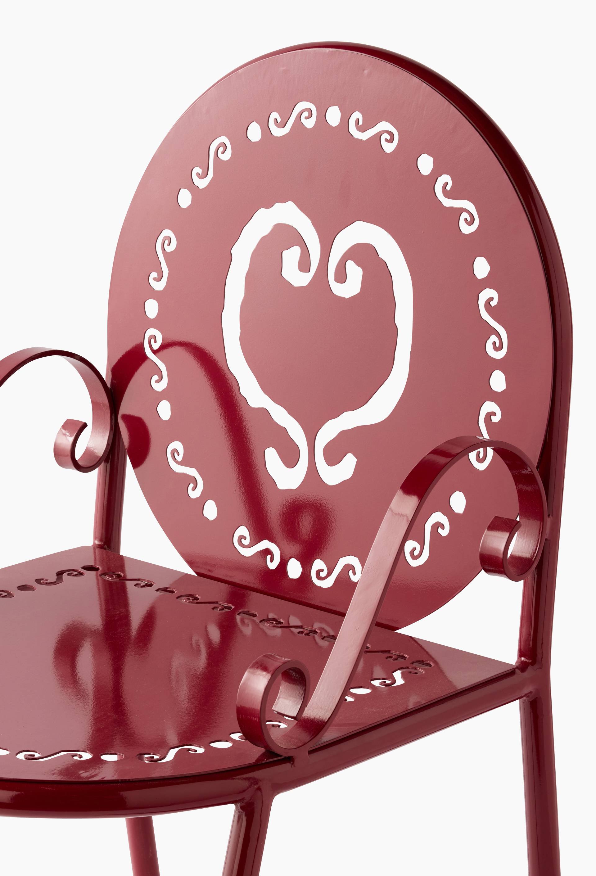 EXCLU WEB - Chaise, 48x48x90cm, en m&eacute;tal - LES CRAFTIES x MONOPRIX, Rouge fonc&eacute;, large image number 2