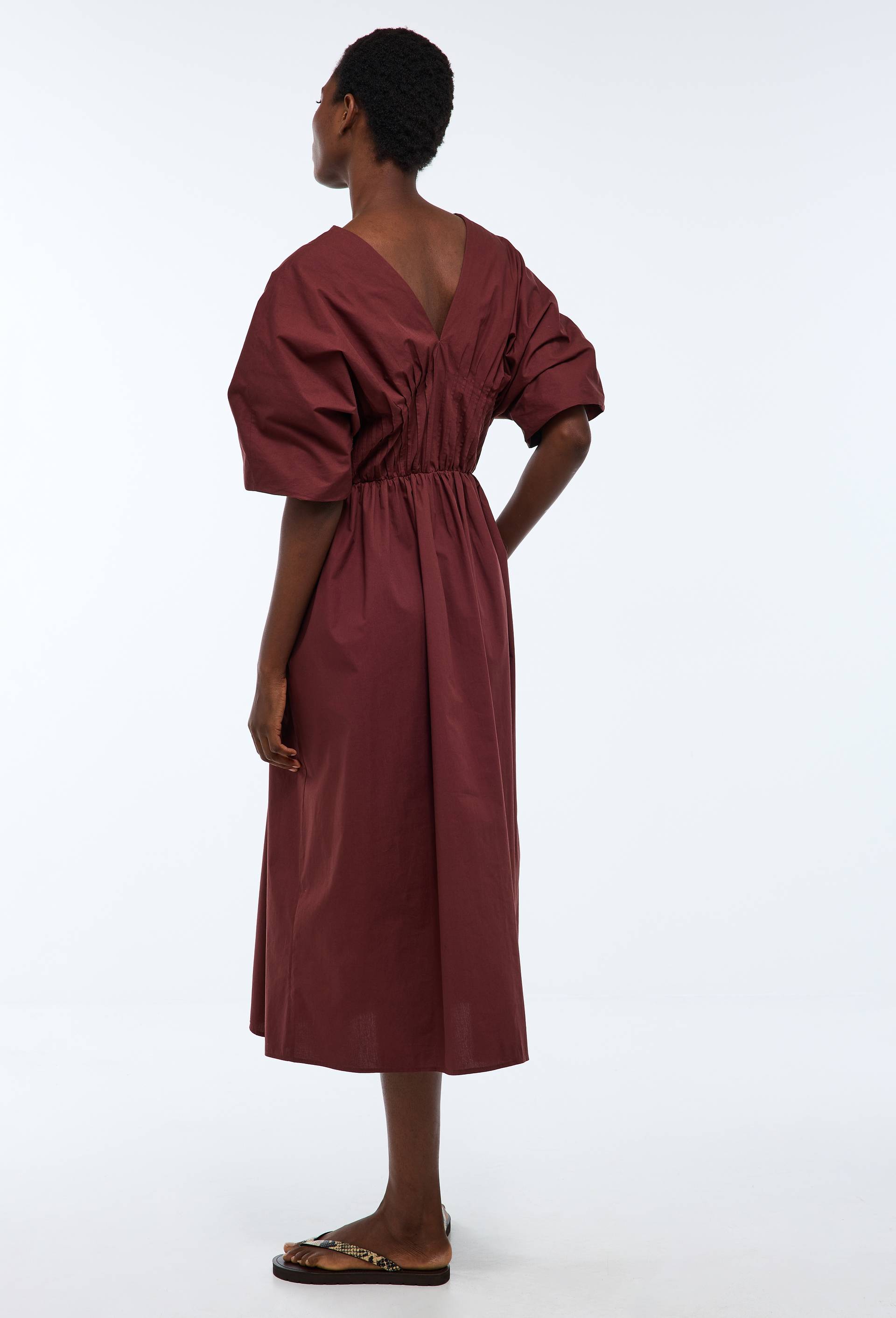Robe midi smock&eacute;e en coton BIO GOTS, Orange fonc&eacute;, large image number 3.0