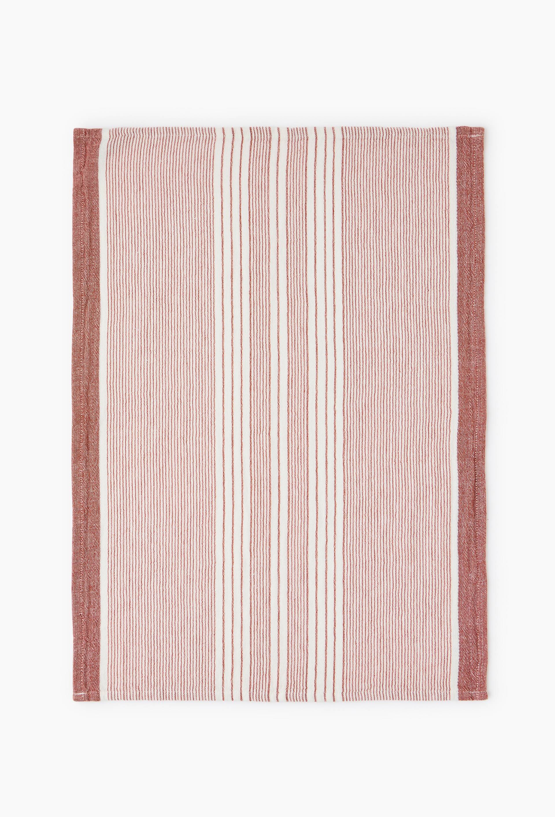 Torchon gaze ray&eacute;, 50x70cm, 100% coton, oekotex, Brun, large image number 1