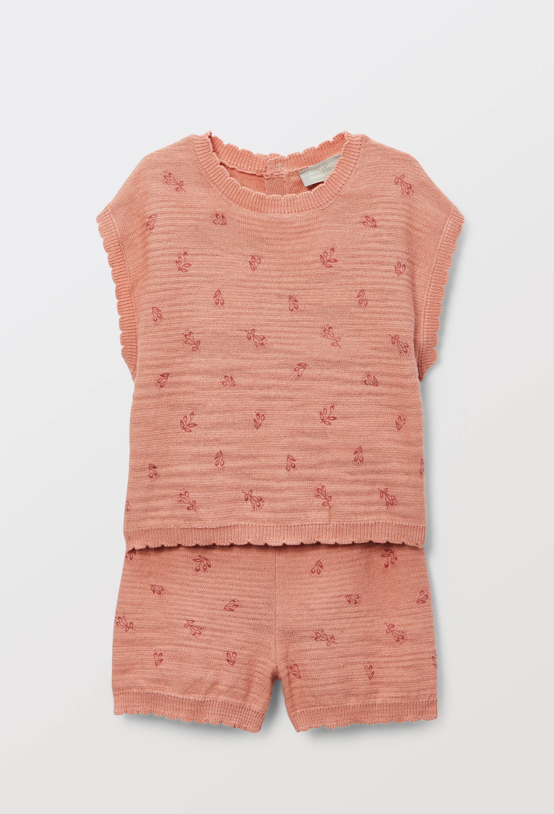 Ensemble pull sans manches et short tricots unis en coton, Rose clair, large image number 1