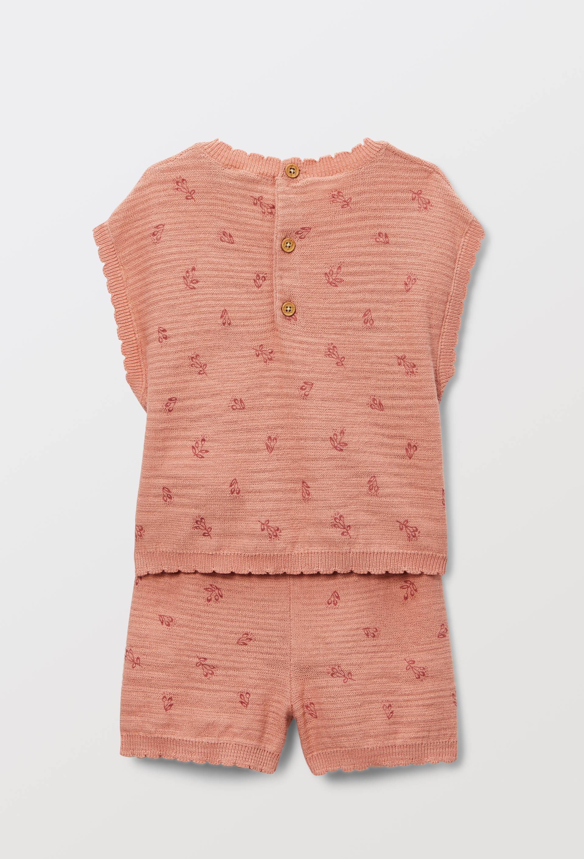 Ensemble pull sans manches et short tricots unis en coton, Rose clair, large image number 2