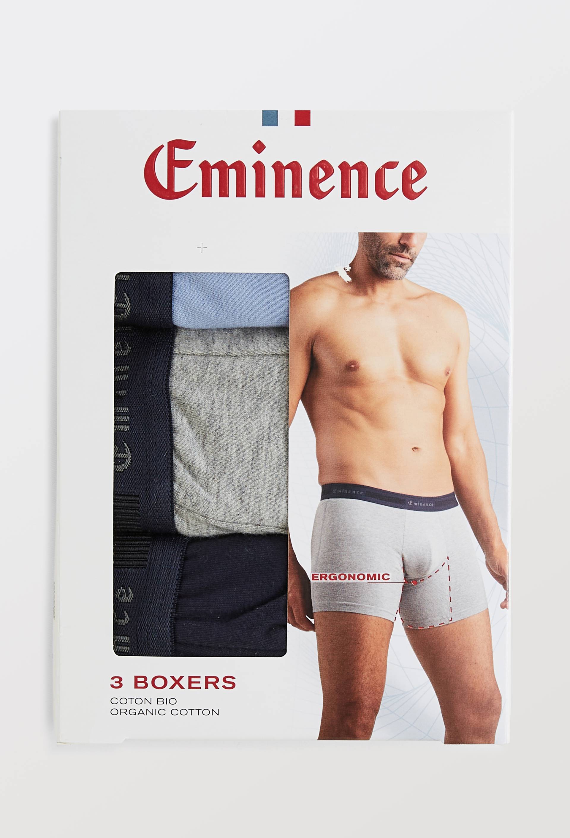 Lot de 3 boxers en coton BIO EMINENCE, Gris, large image number 2