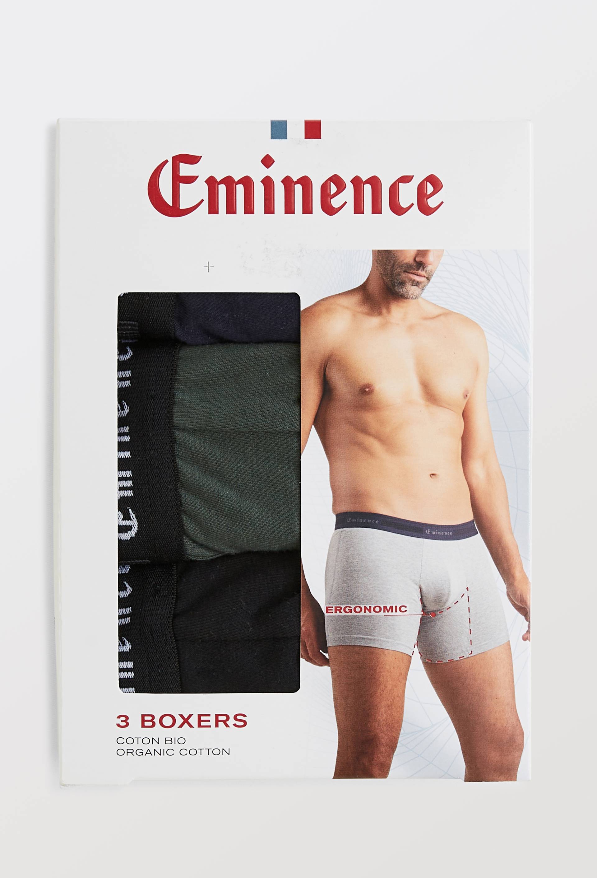 Lot de 3 boxers en coton BIO EMINENCE, Vert fonc&eacute;, large image number 2.0