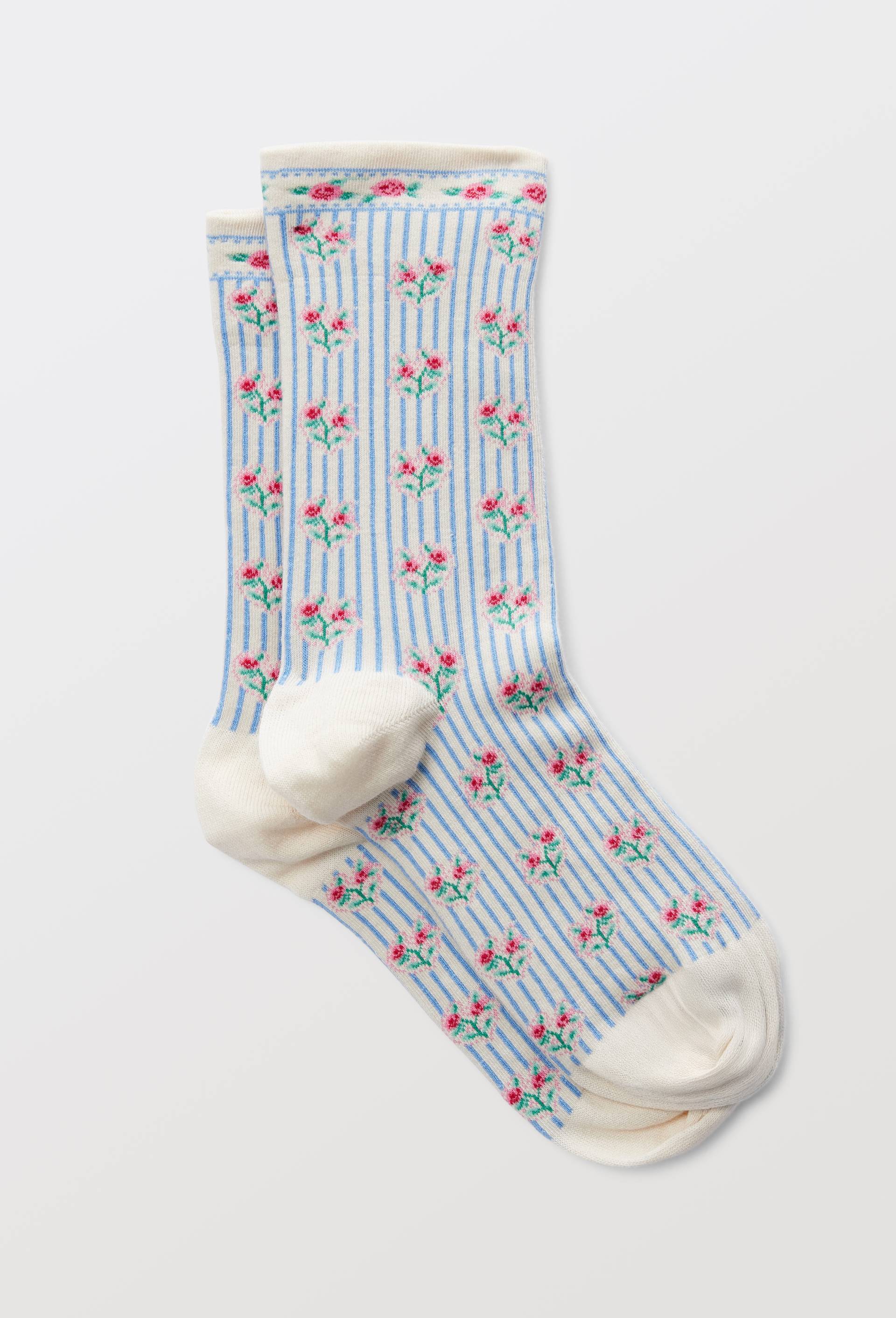 Paire de chaussettes avec motifs en coton, Rose, swatch image