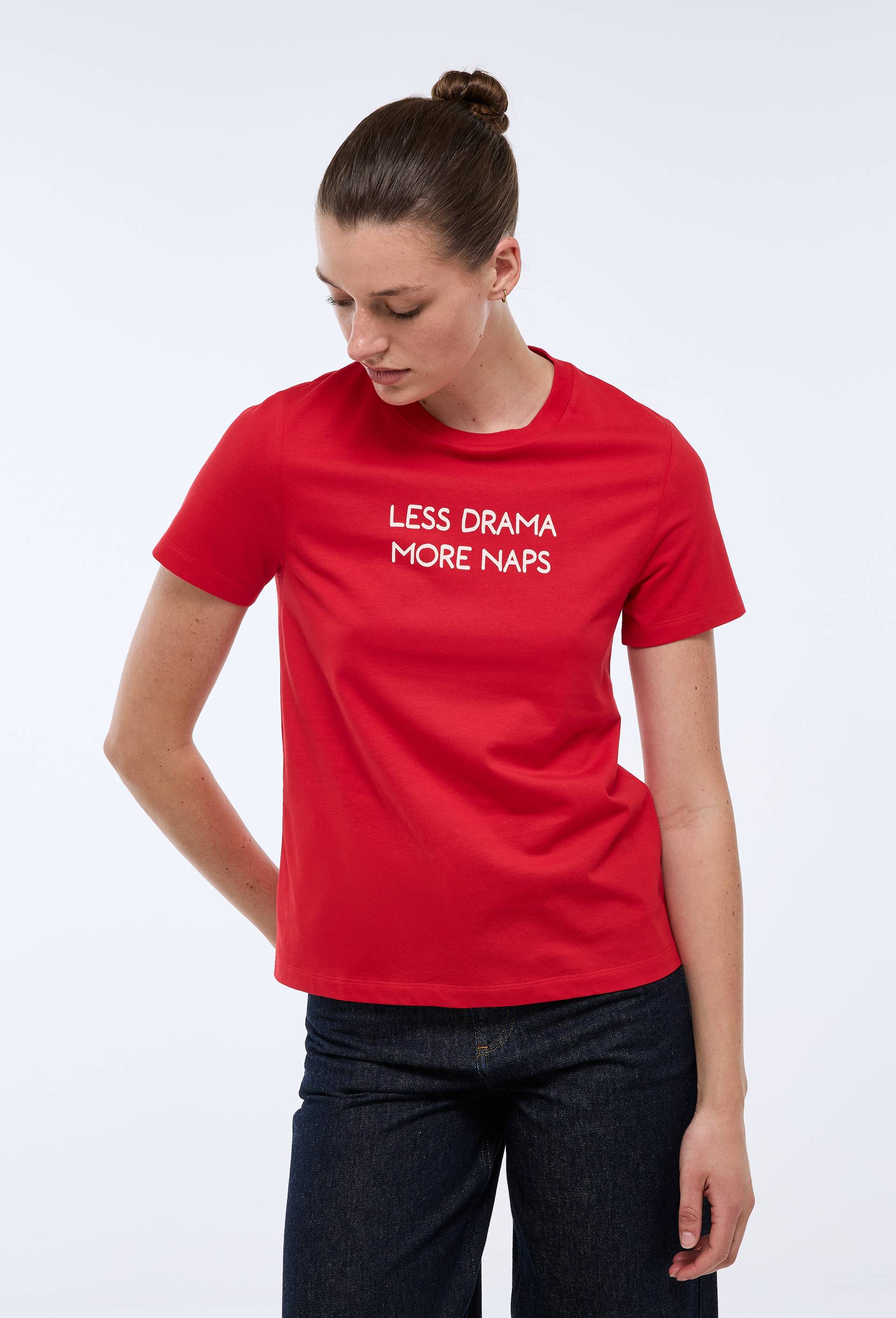 T-shirt &agrave; manches courtes &agrave; message imprim&eacute; en coton BIO, Rouge, large image number 0