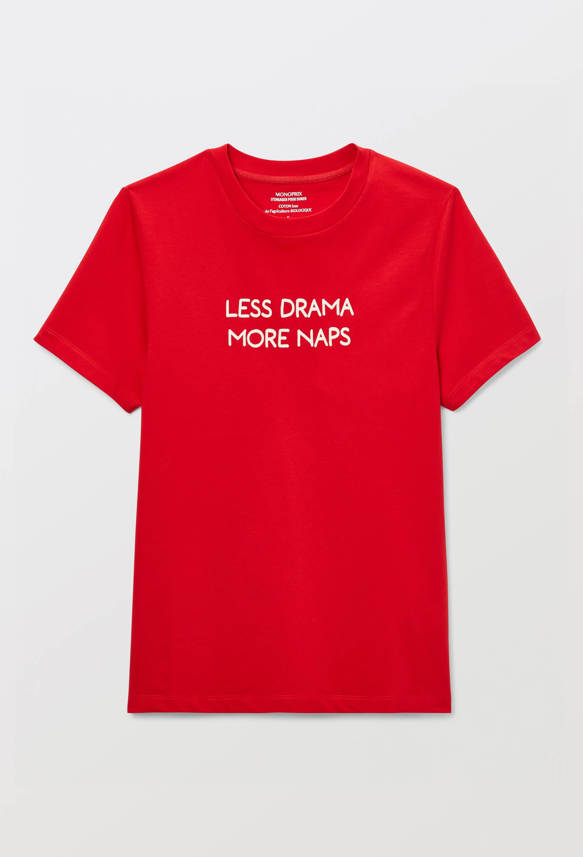T-shirt &agrave; manches courtes &agrave; message imprim&eacute; en coton BIO, Rouge, large image number 2.0