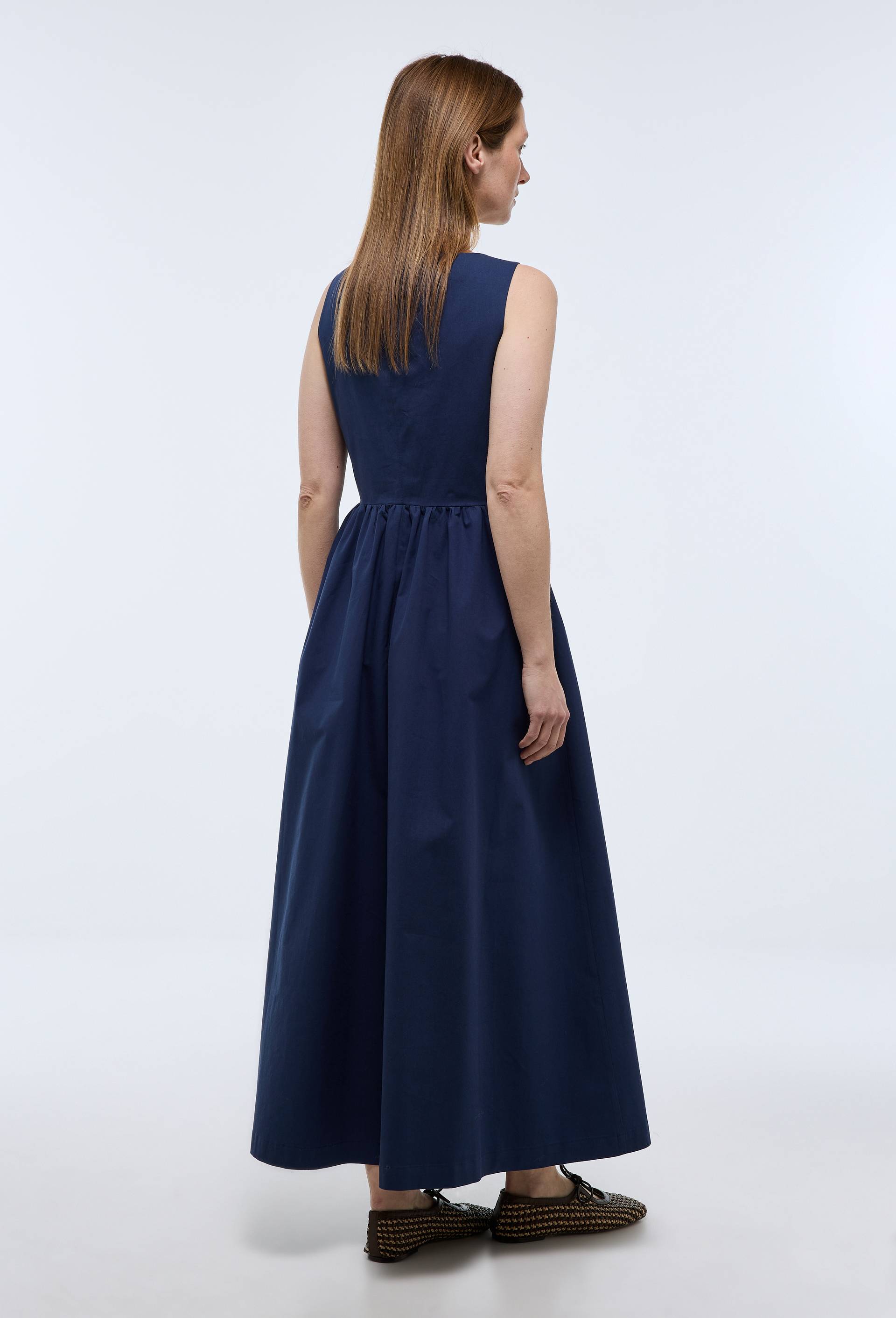 Robe midi sans manches en coton, Bleu fonc&eacute;, large image number 3.0