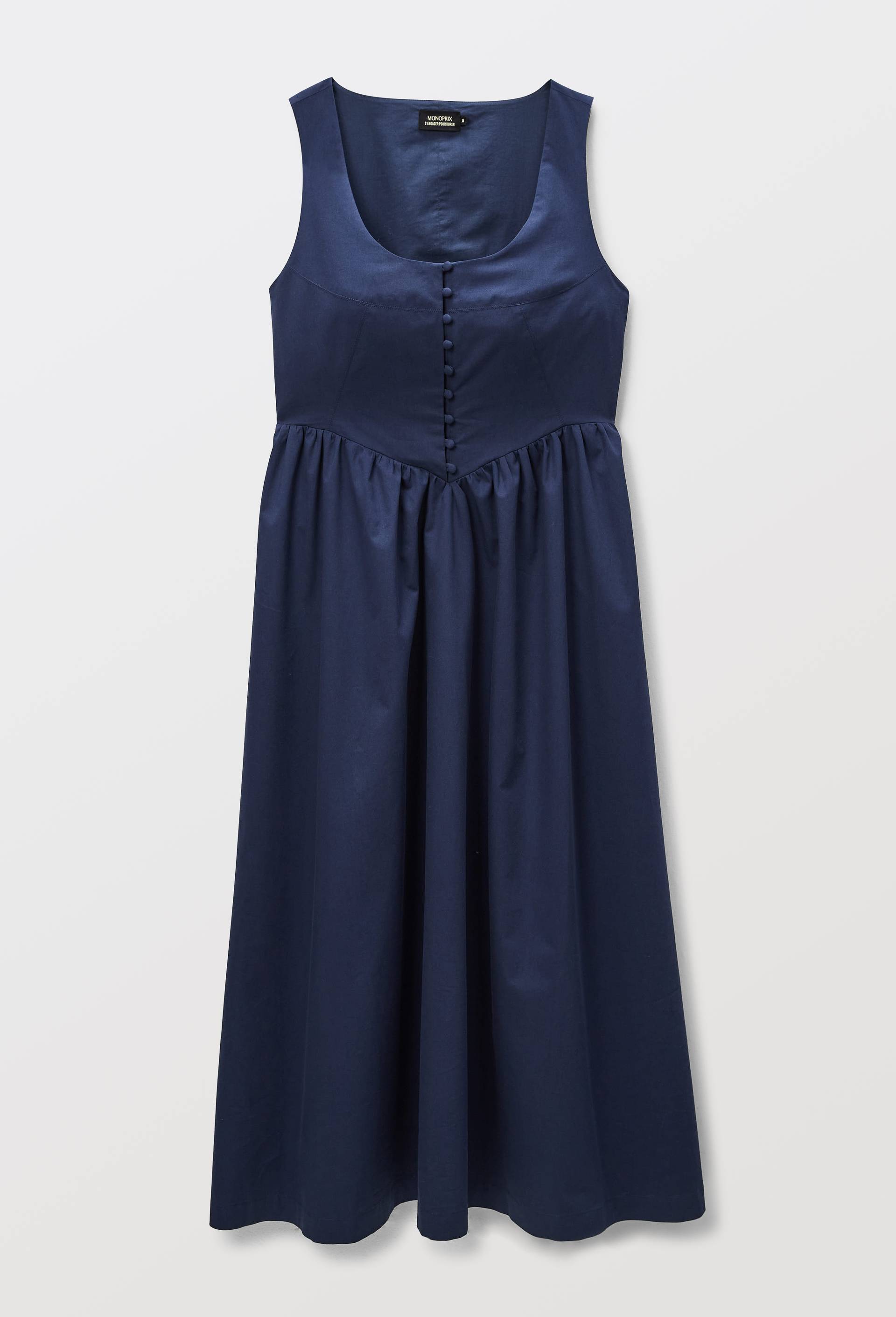 Robe midi sans manches en coton, Bleu fonc&eacute;, large image number 4.0