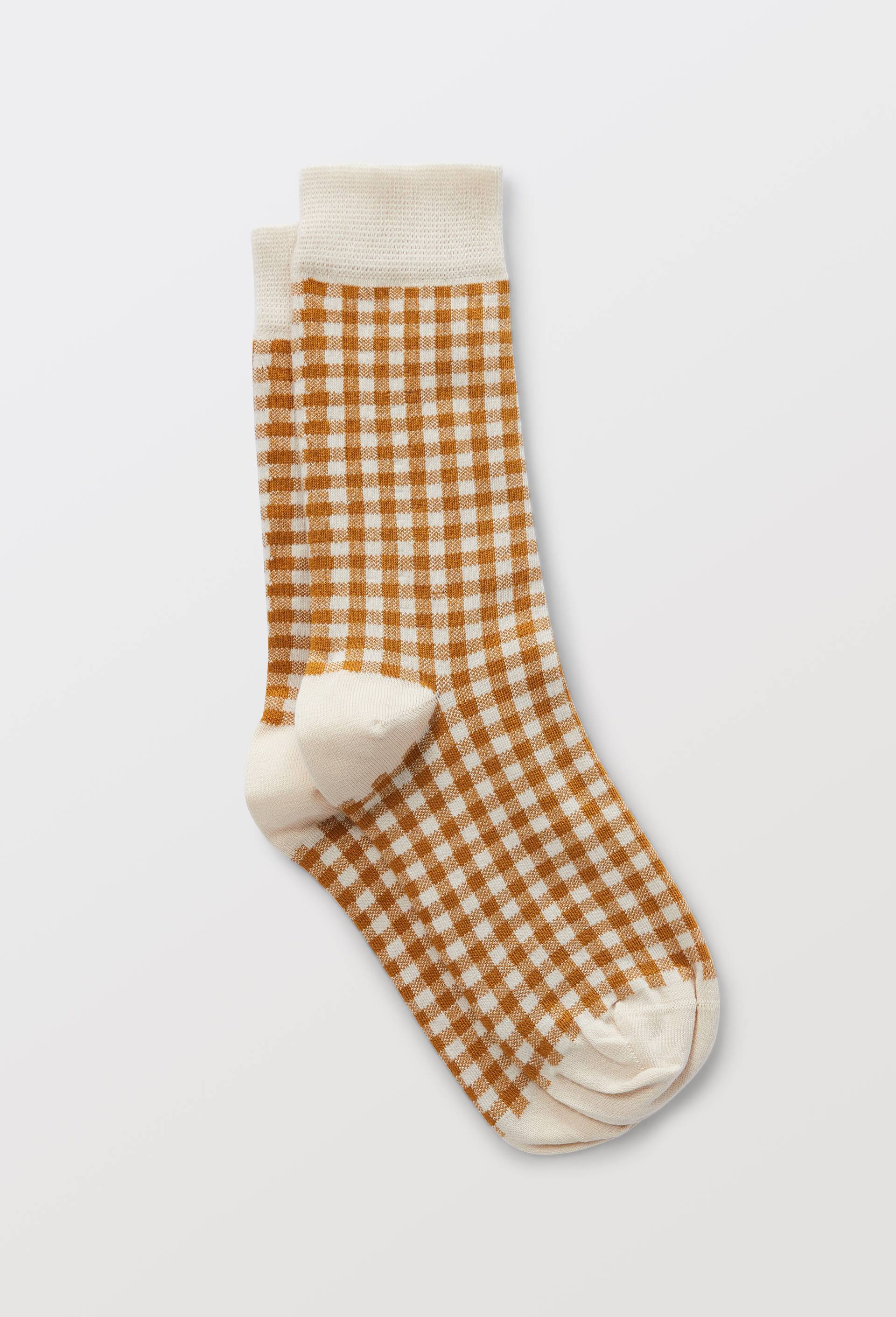 Paire de chaussettes avec motifs en coton, Brun clair, large image number 0