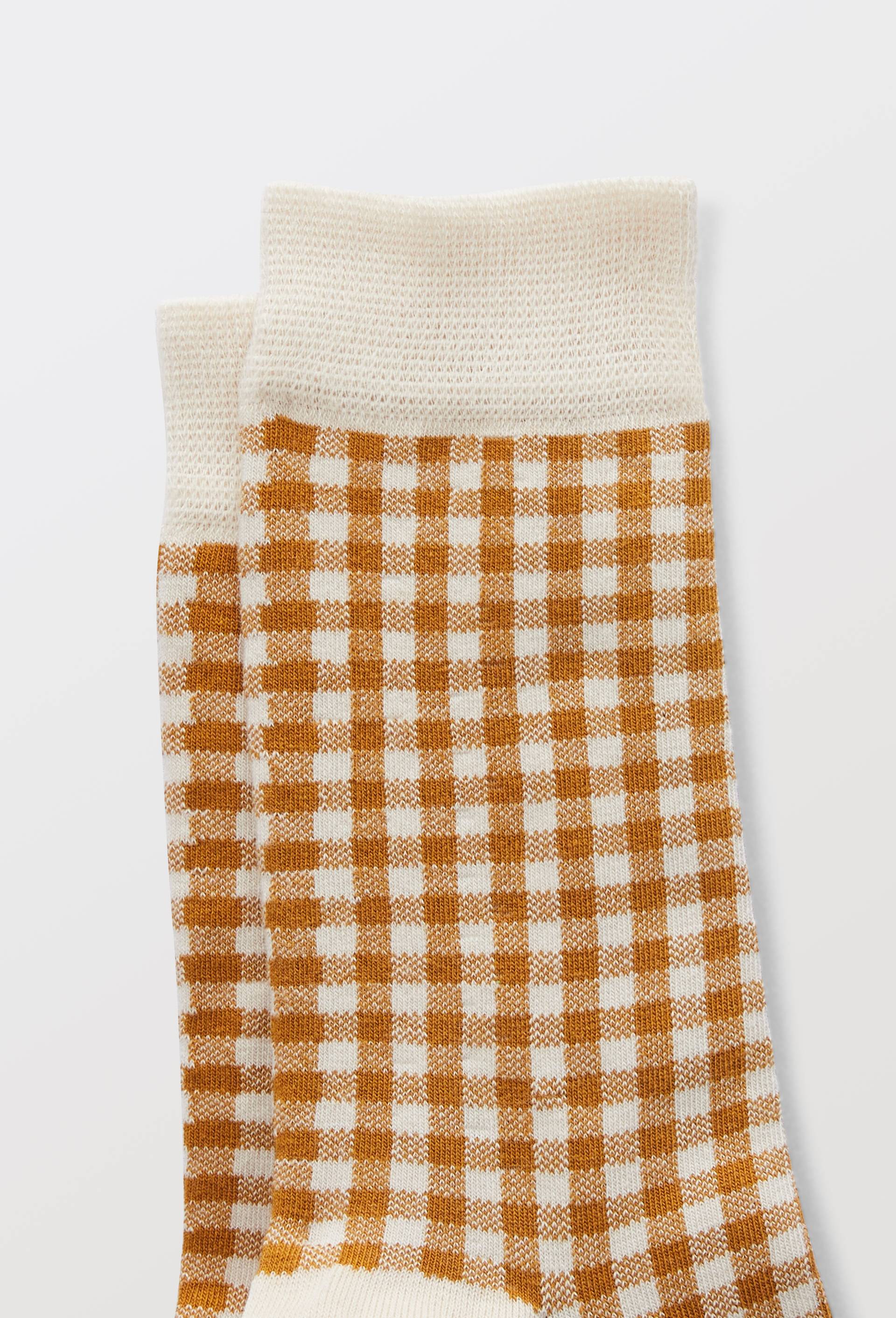 Paire de chaussettes avec motifs en coton, Brun clair, large image number 1
