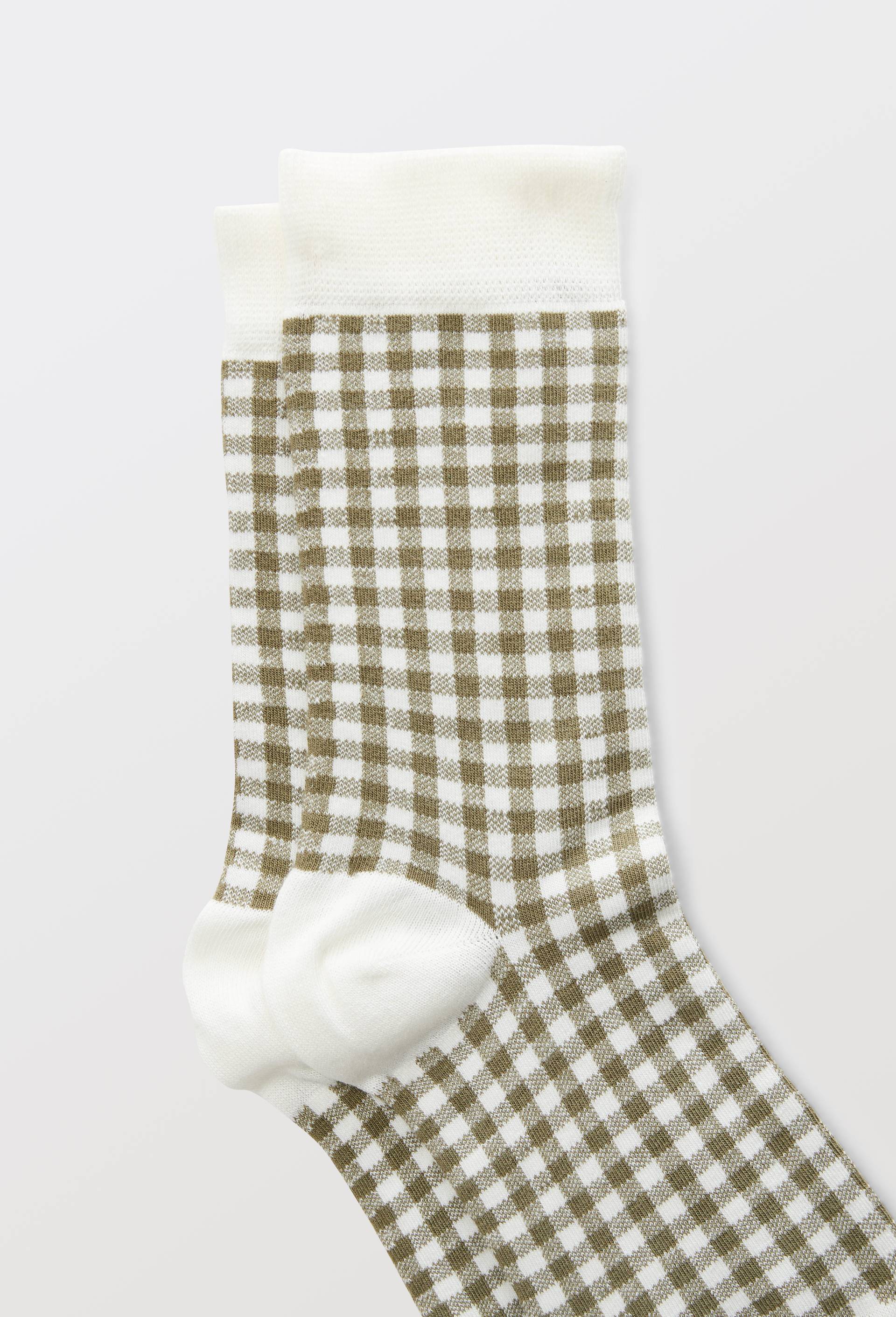 Paire de chaussettes avec motifs en coton, Vert fonc&eacute;, large image number 1