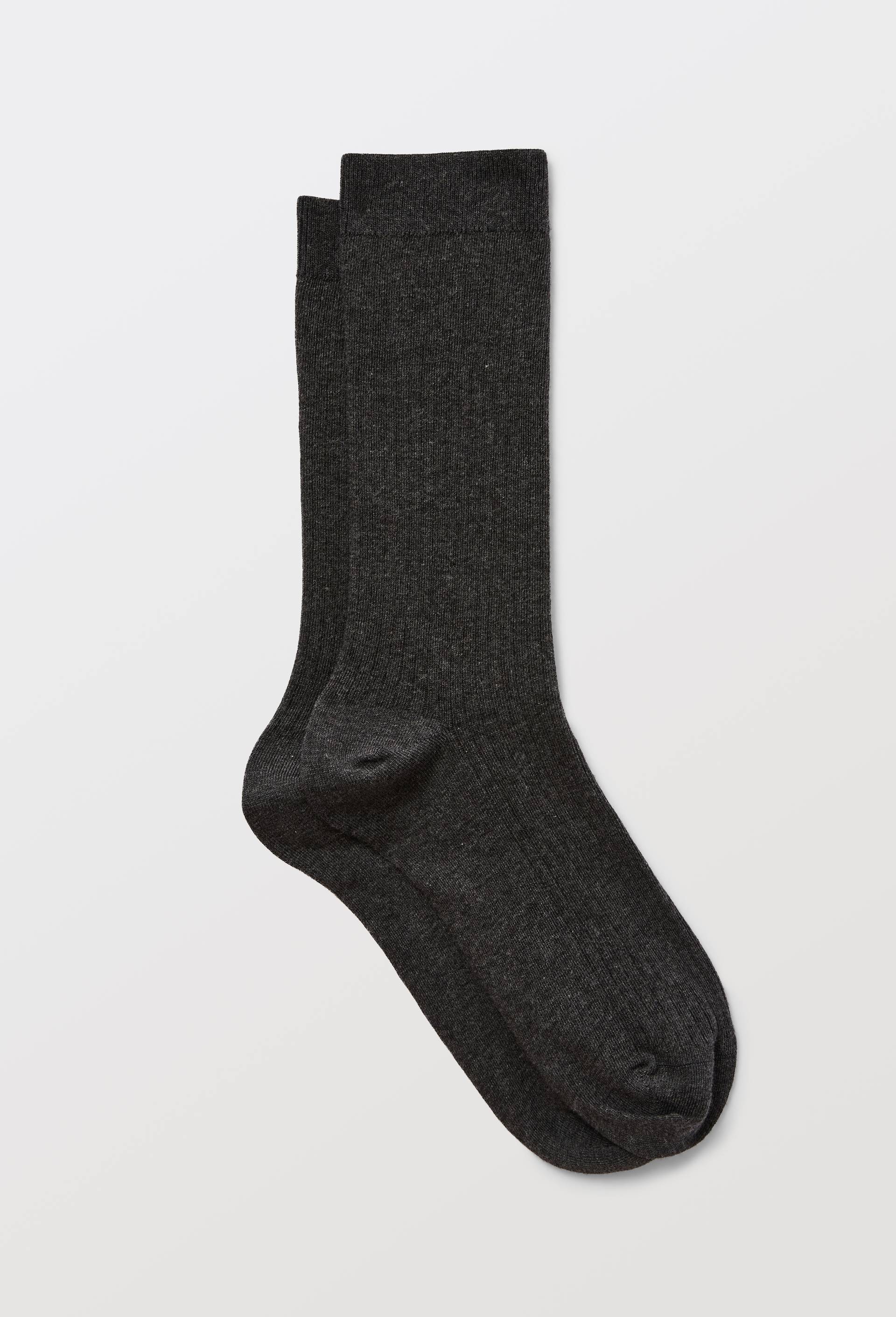 Paire de chaussettes unies en coton, Gris fonc&eacute;, large image number 0.0