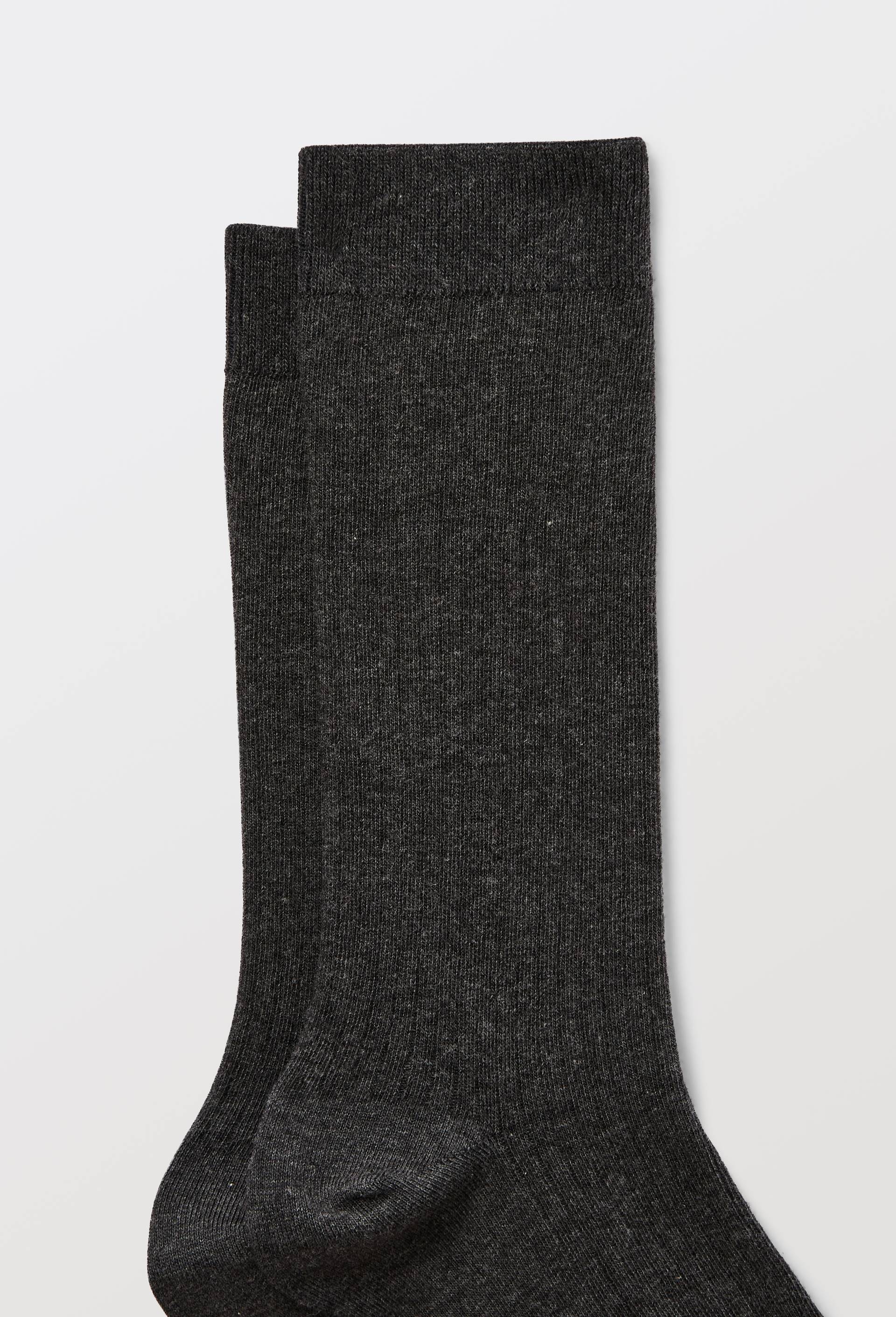 Paire de chaussettes unies en coton, Gris fonc&eacute;, large image number 1.0