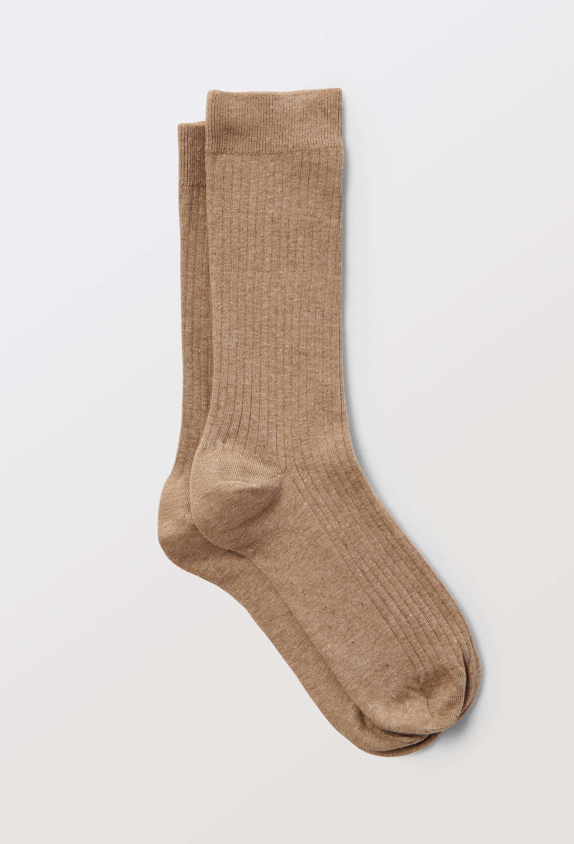 Paire de chaussettes unies en coton, Beige fonc&eacute;, large image number 0