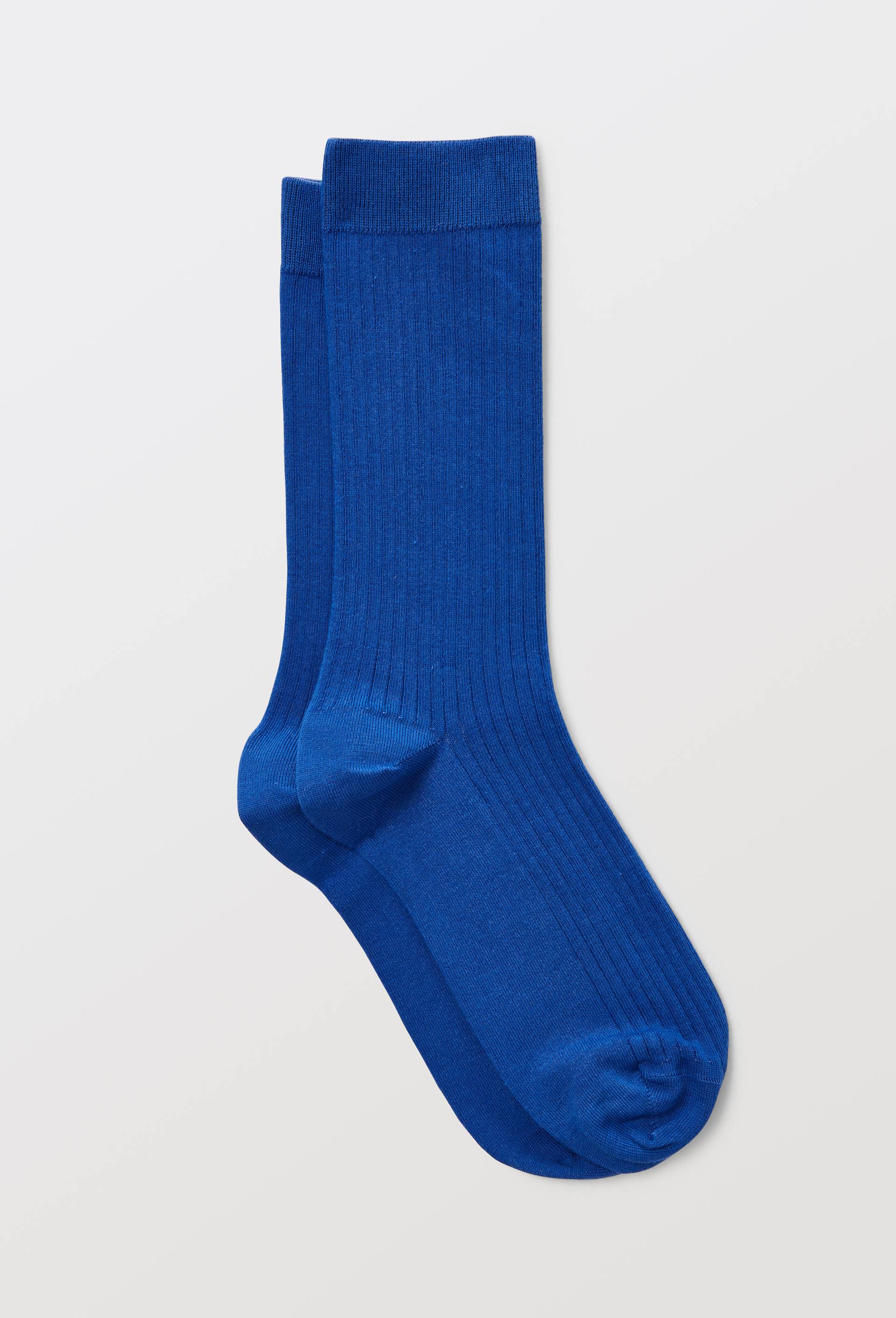 Paire de chaussettes unies en coton, Bleu, swatch image