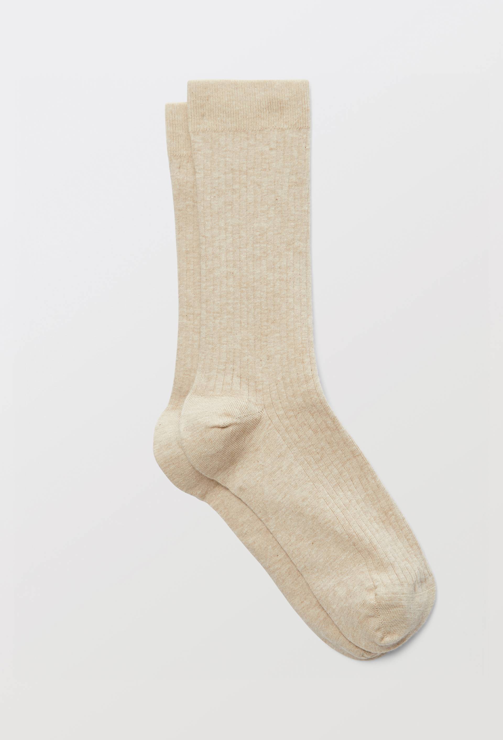 Paire de chaussettes unies en coton, Beige clair, large image number 0