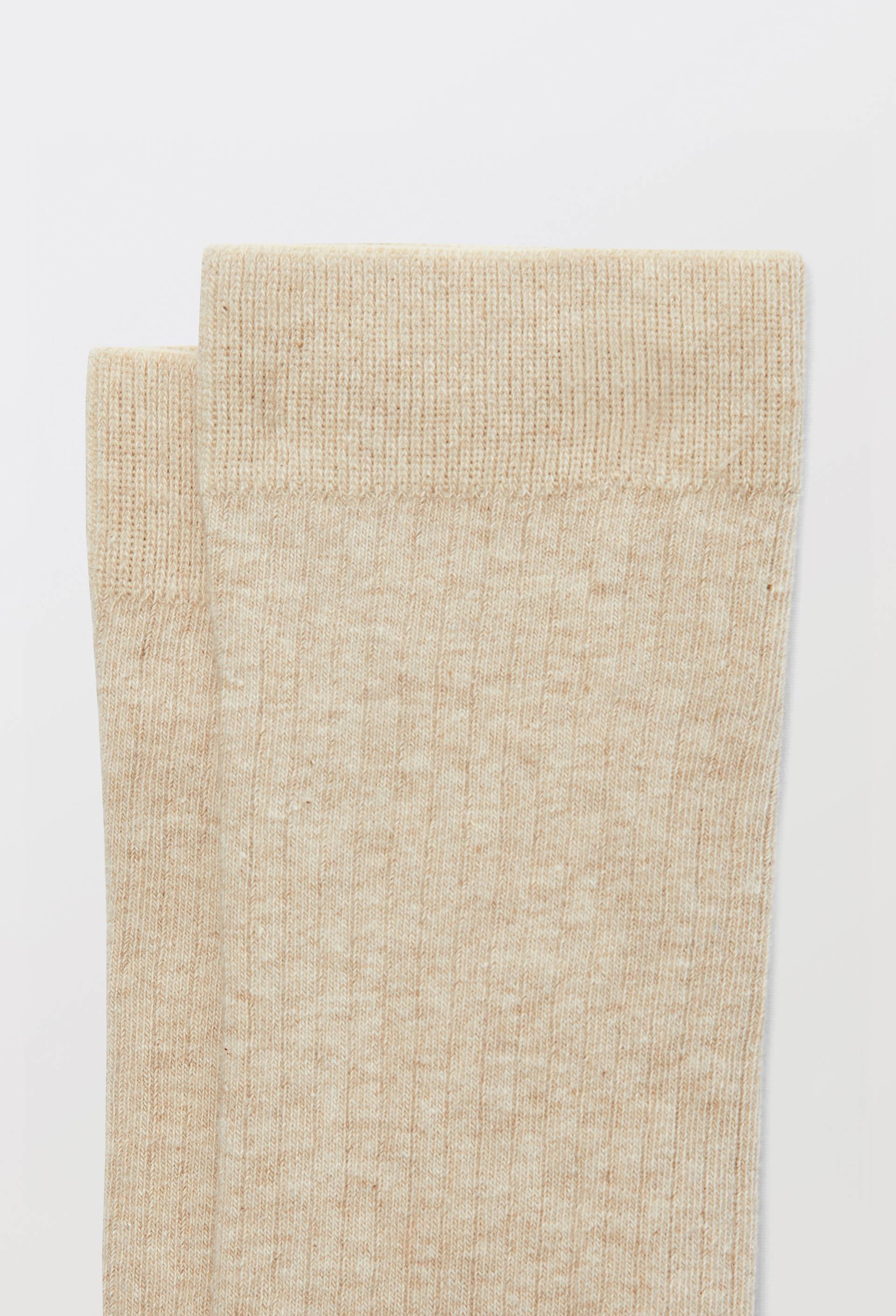 Paire de chaussettes unies en coton, Beige clair, large image number 1.0