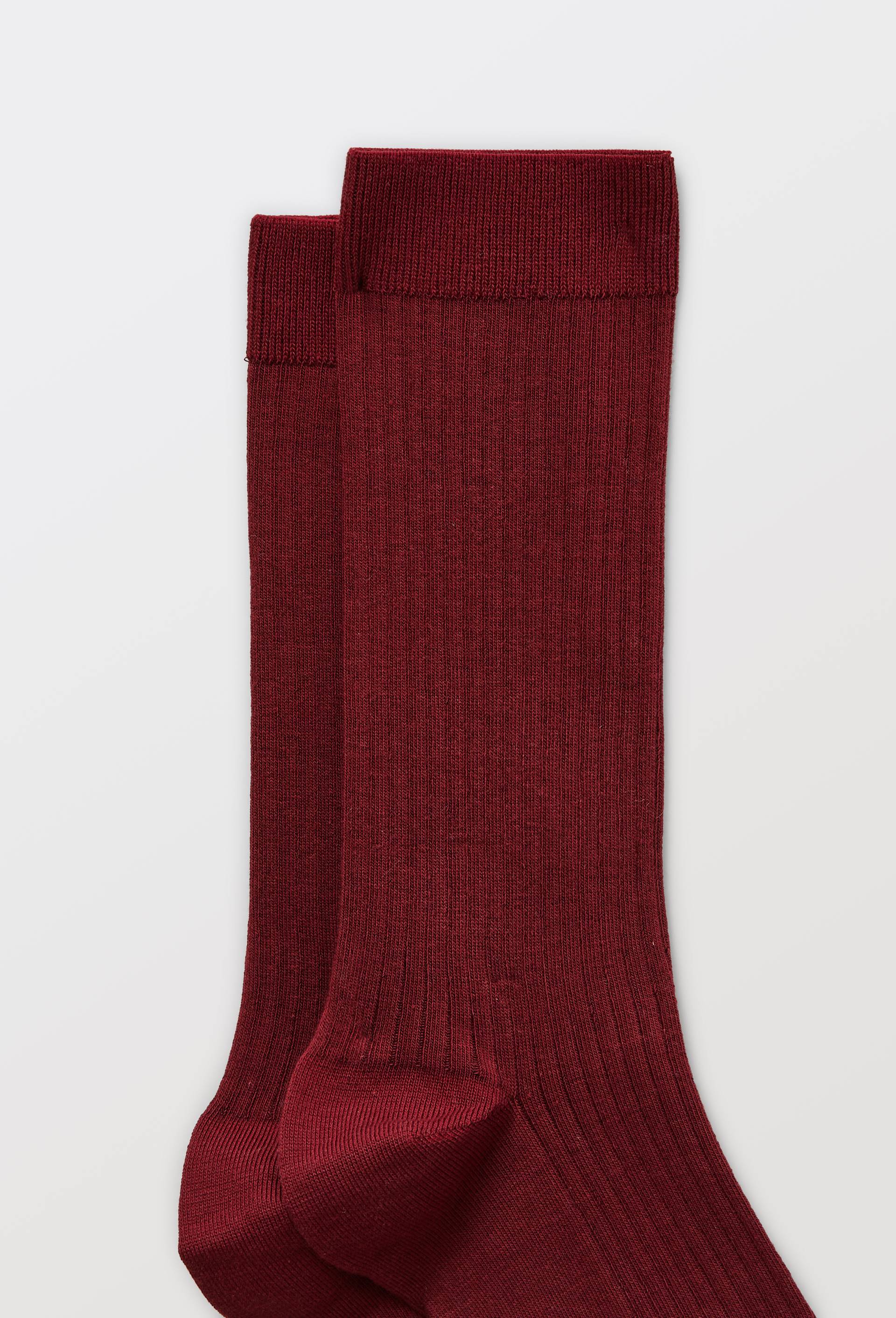 Paire de chaussettes unies en coton, Rouge fonc&eacute;, large image number 1.0