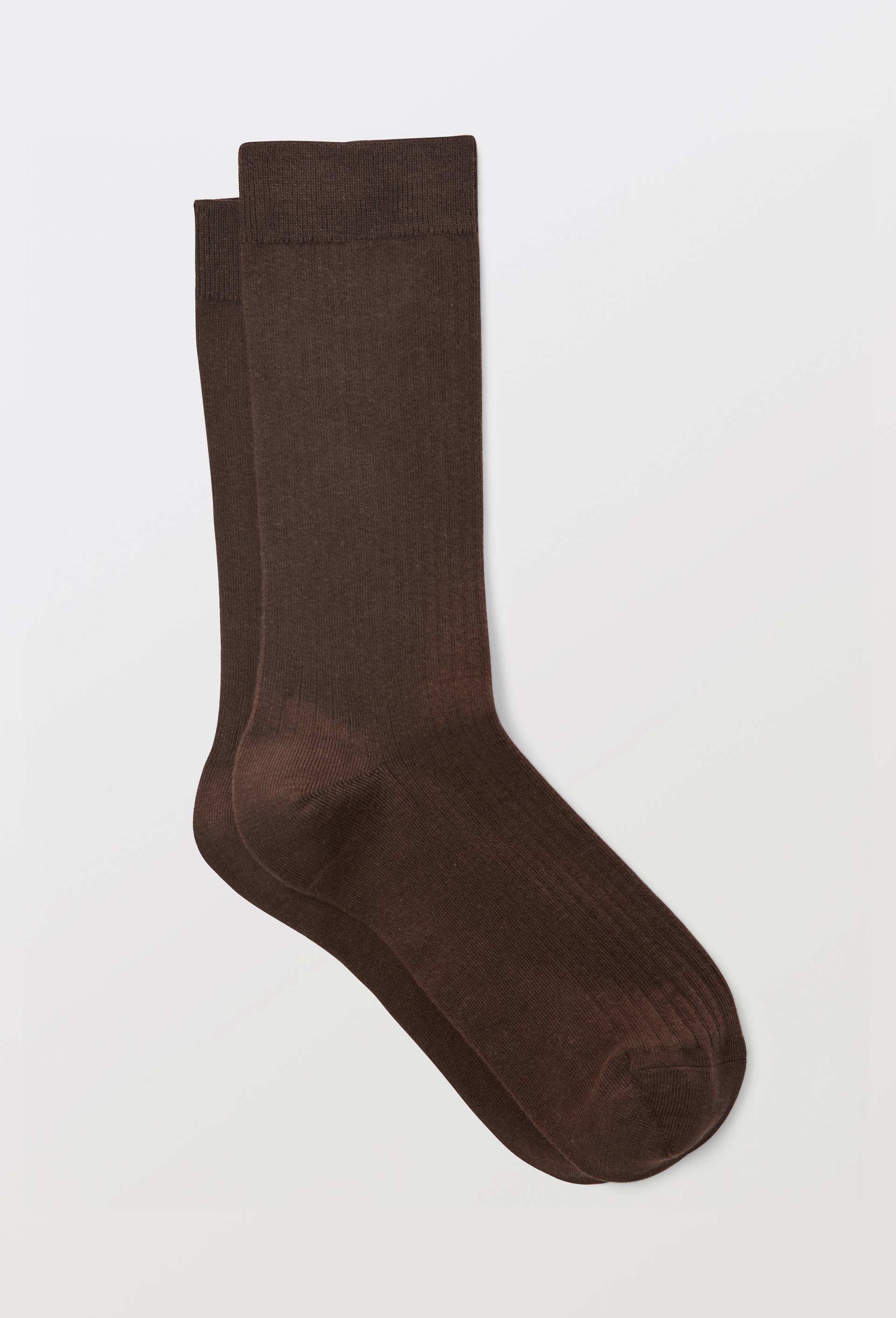 Paire de chaussettes unies en coton, Brun fonc&eacute;, large image number 0.0