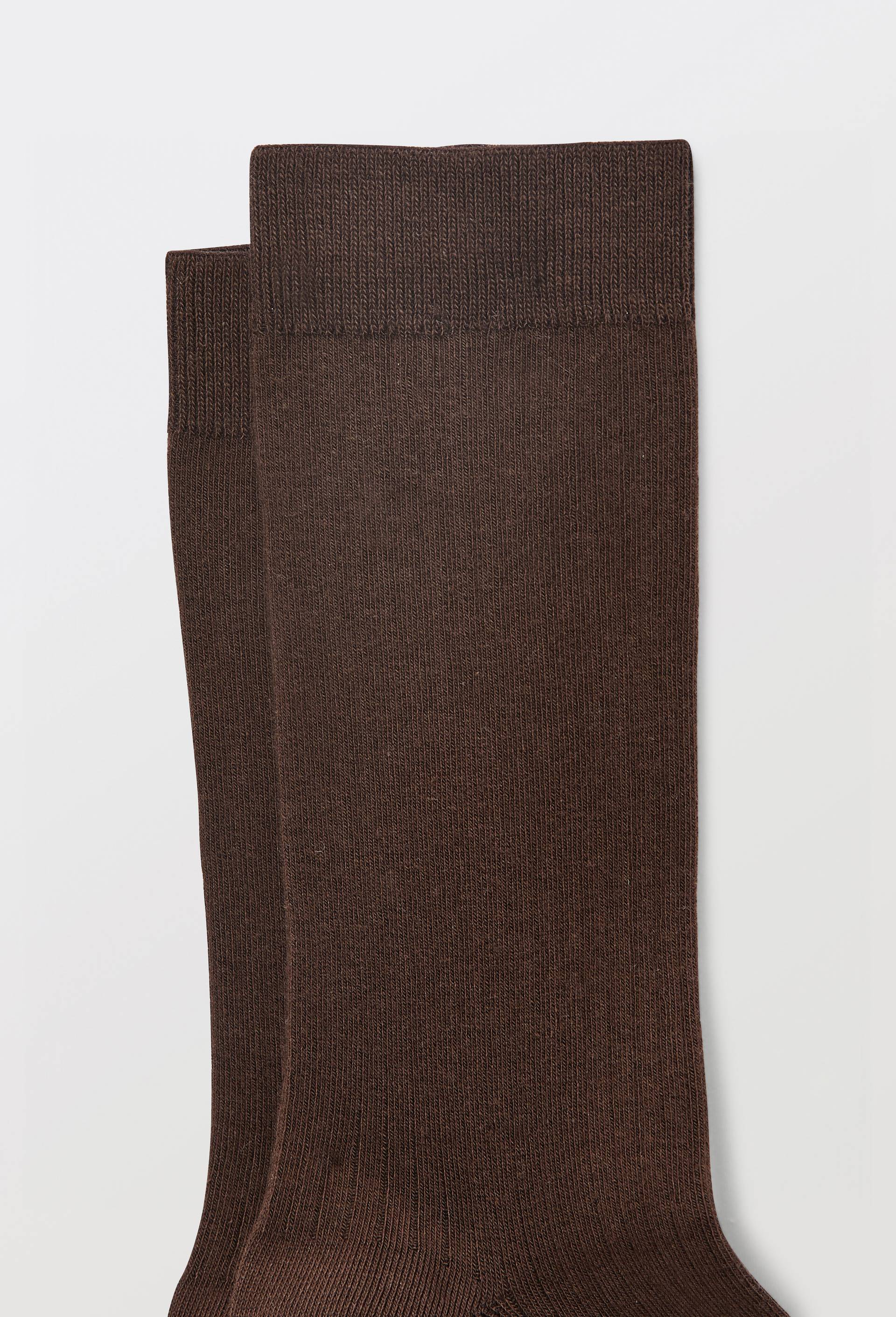 Paire de chaussettes unies en coton, Brun fonc&eacute;, large image number 1.0