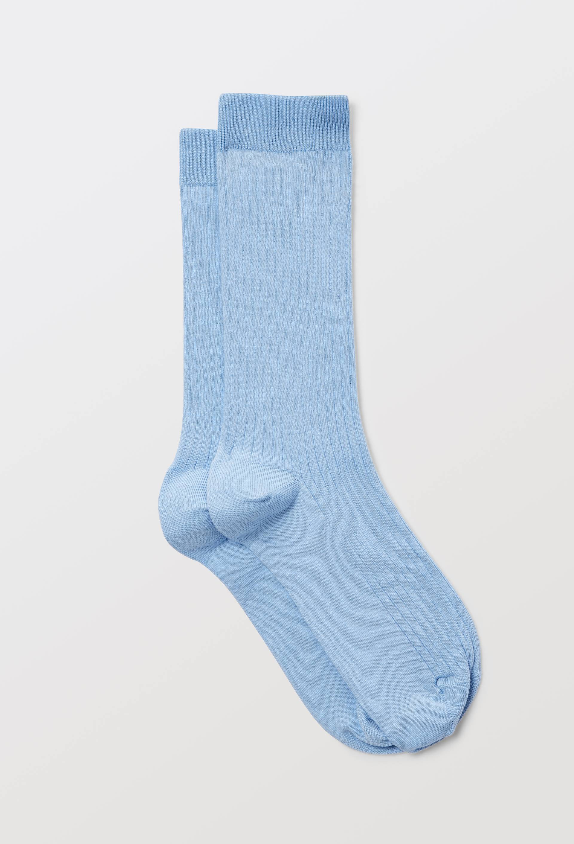 Paire de chaussettes unies en coton, Bleu clair, large image number 0.0