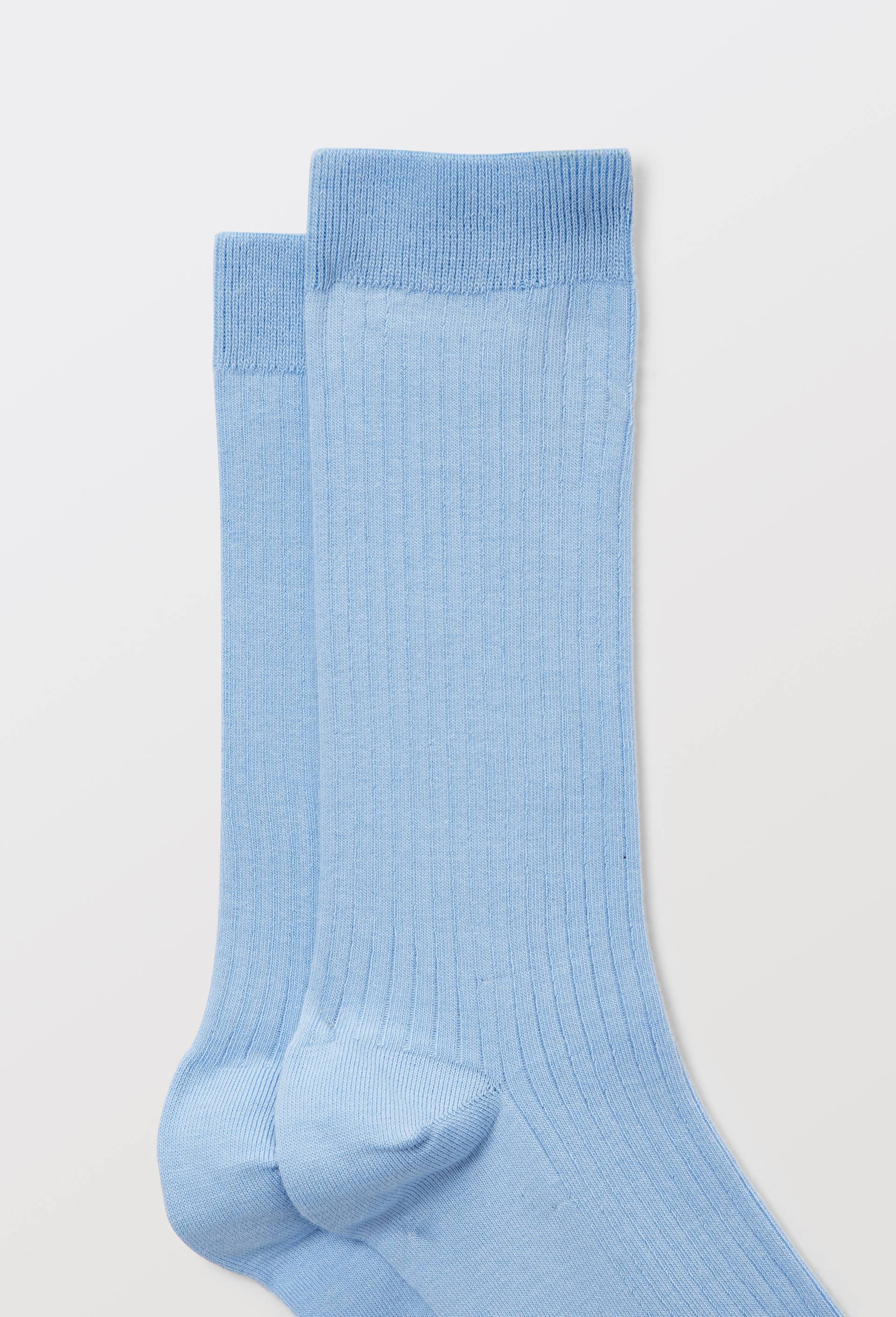 Paire de chaussettes unies en coton, Bleu clair, large image number 1