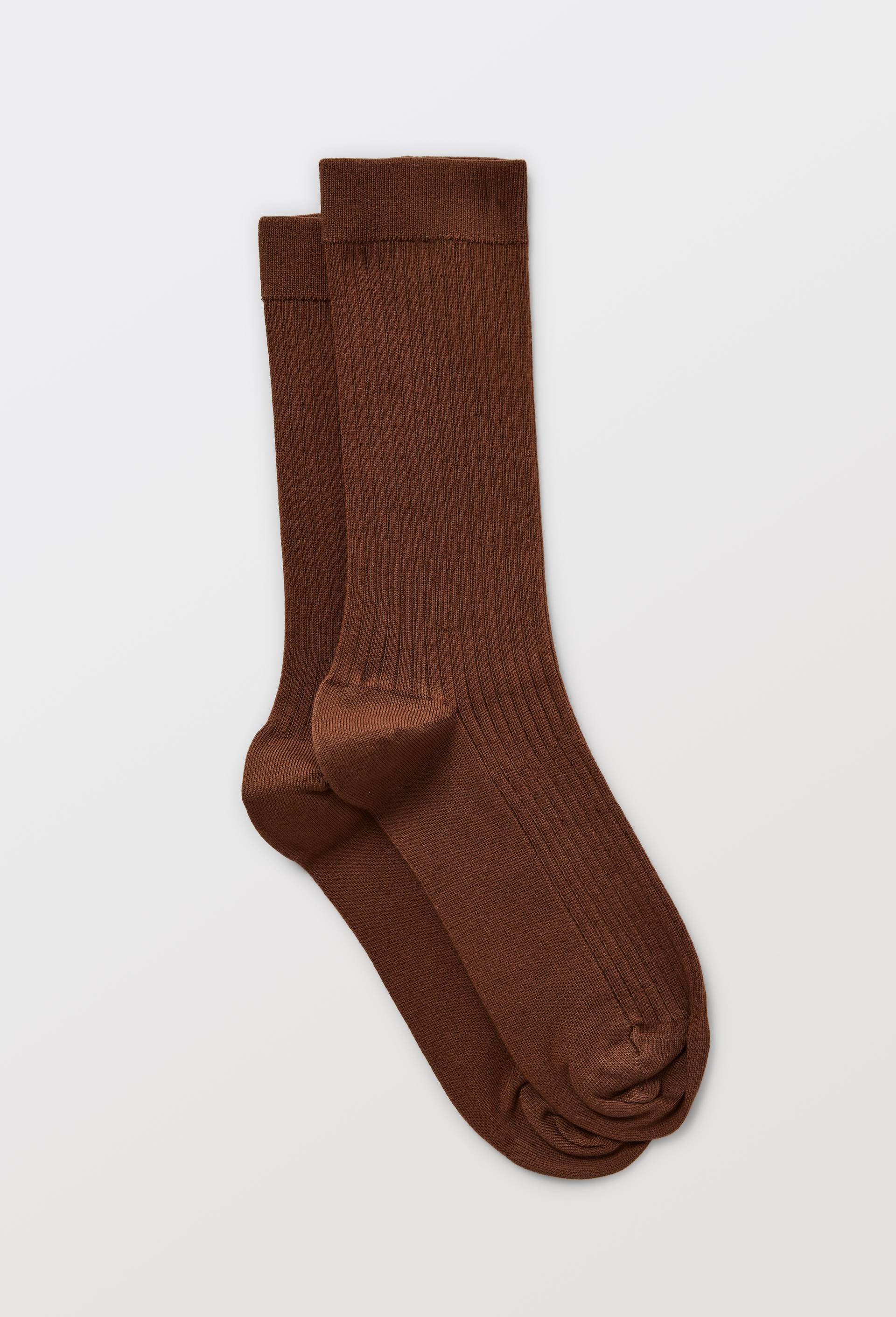 Paire de chaussettes unies en coton, Brun, large image number 0.0