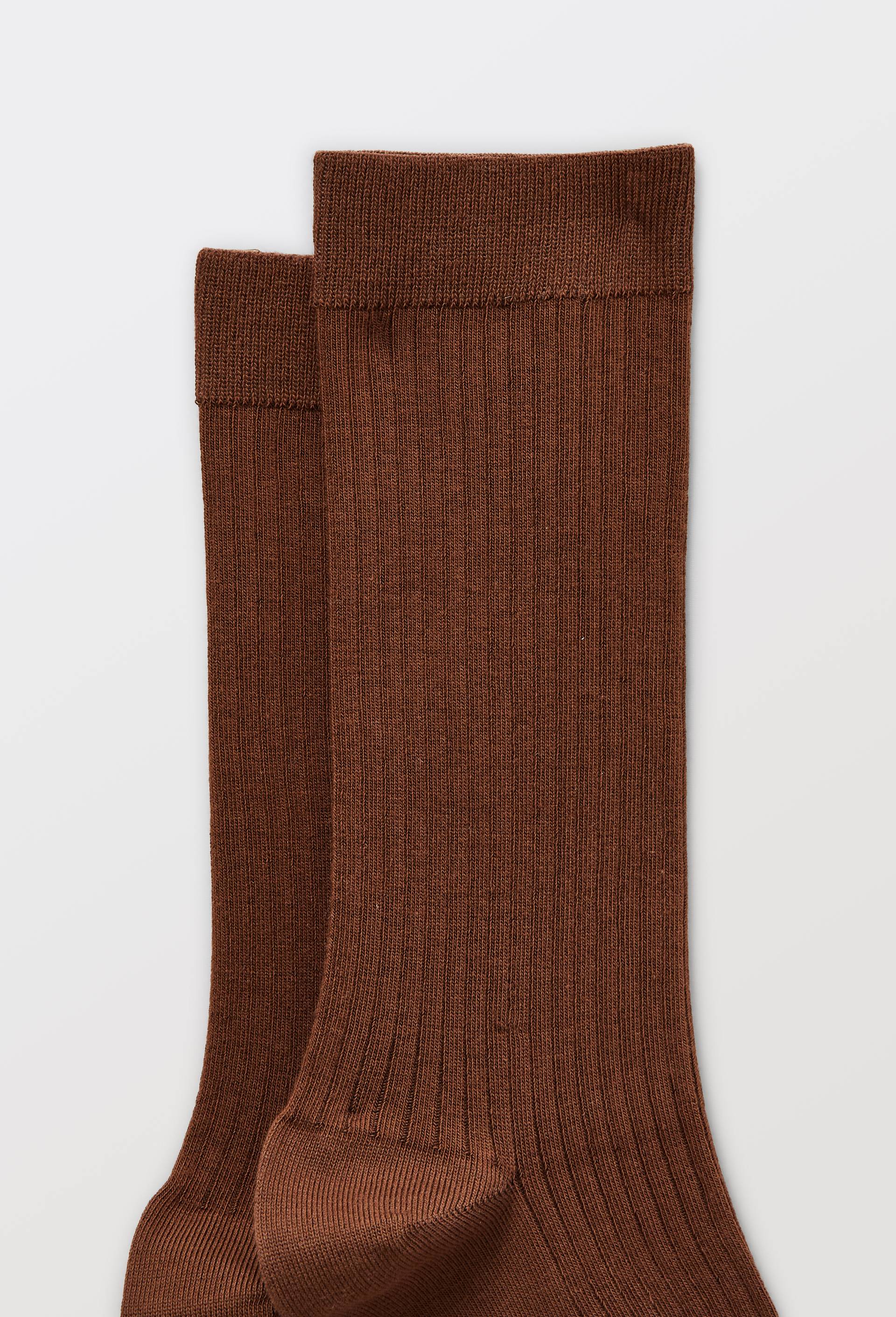 Paire de chaussettes unies en coton, Brun, large image number 1