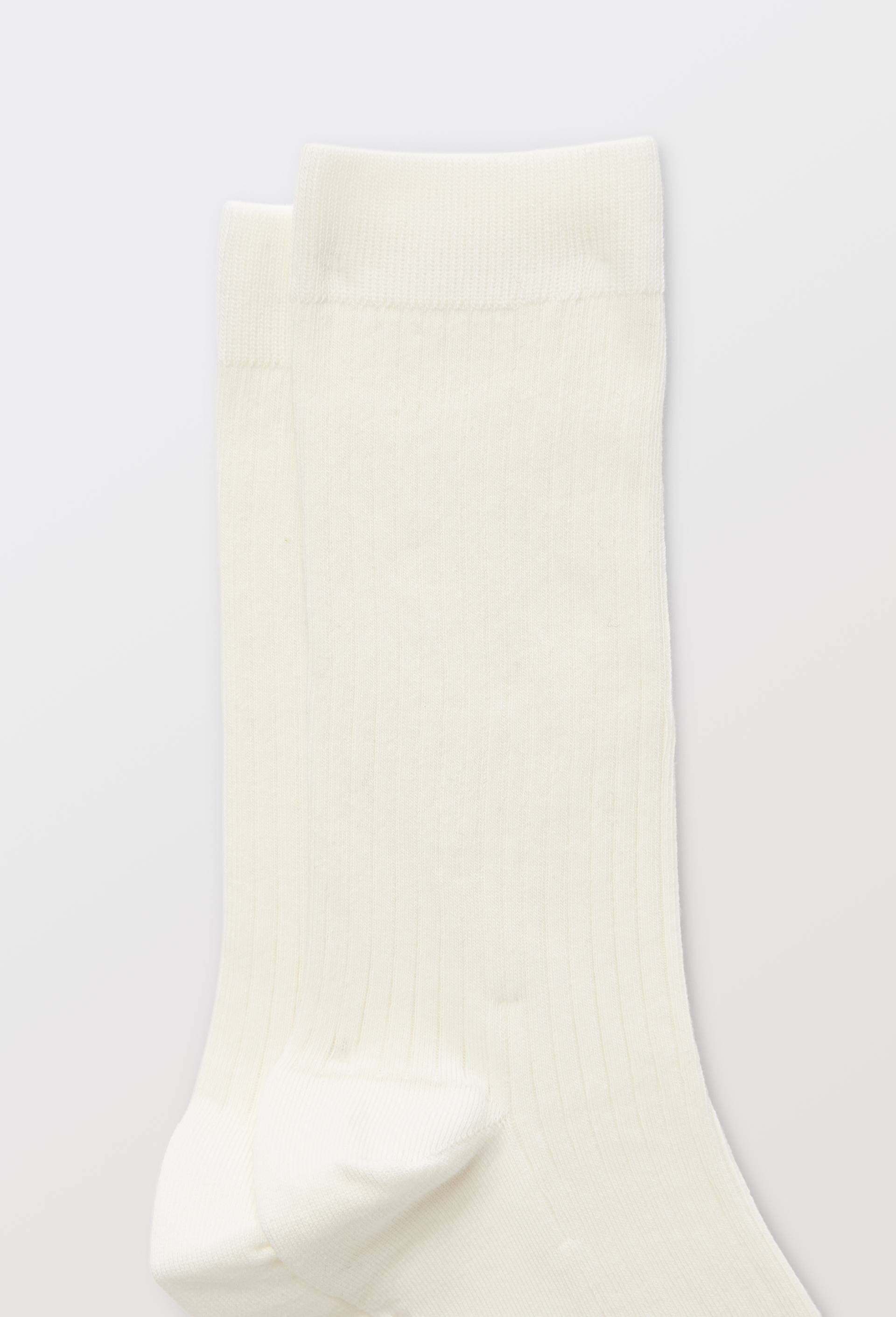 Paire de chaussettes unies en coton, Ecru, large image number 1