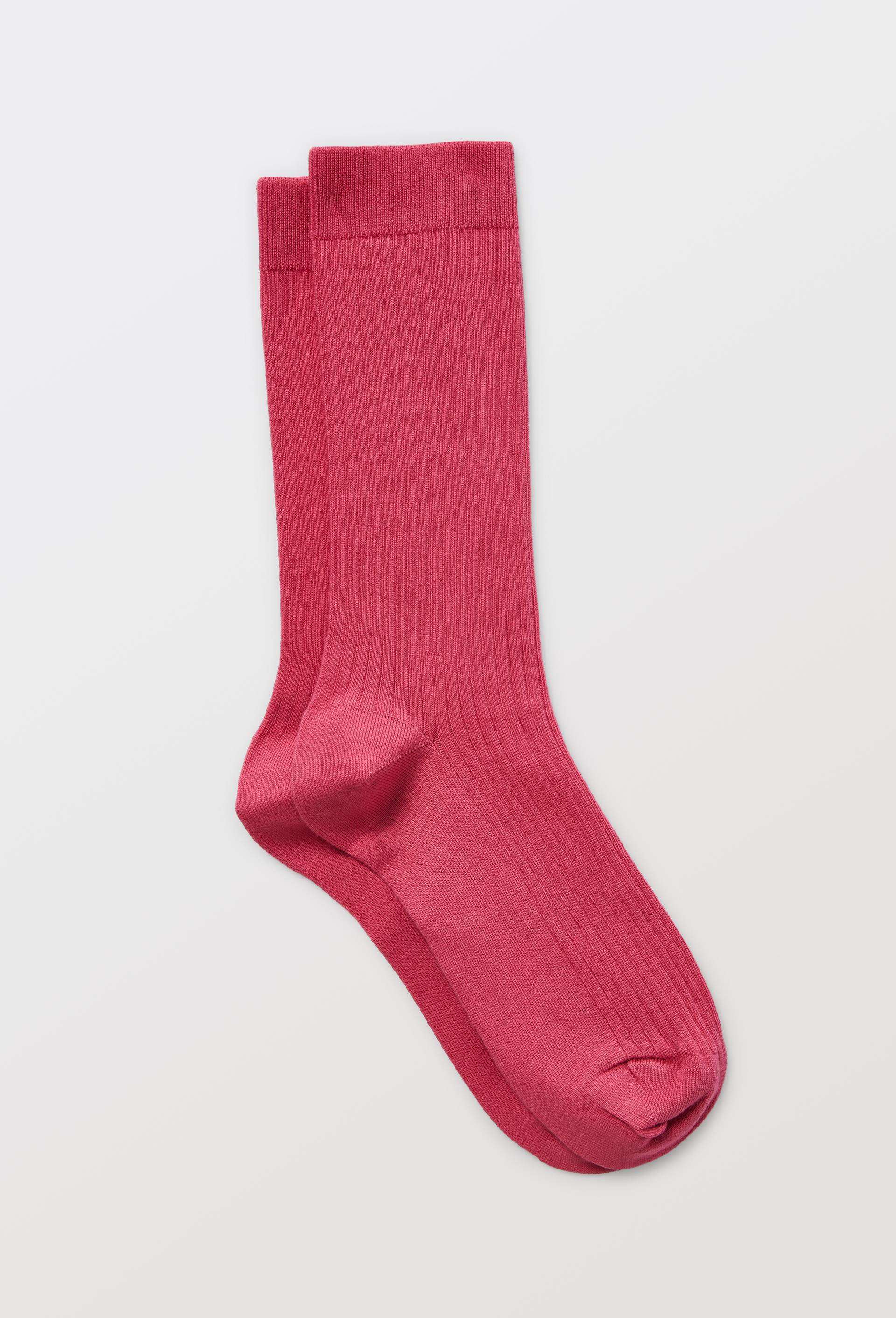 Paire de chaussettes unies en coton, Rose fonc&eacute;, large image number 0