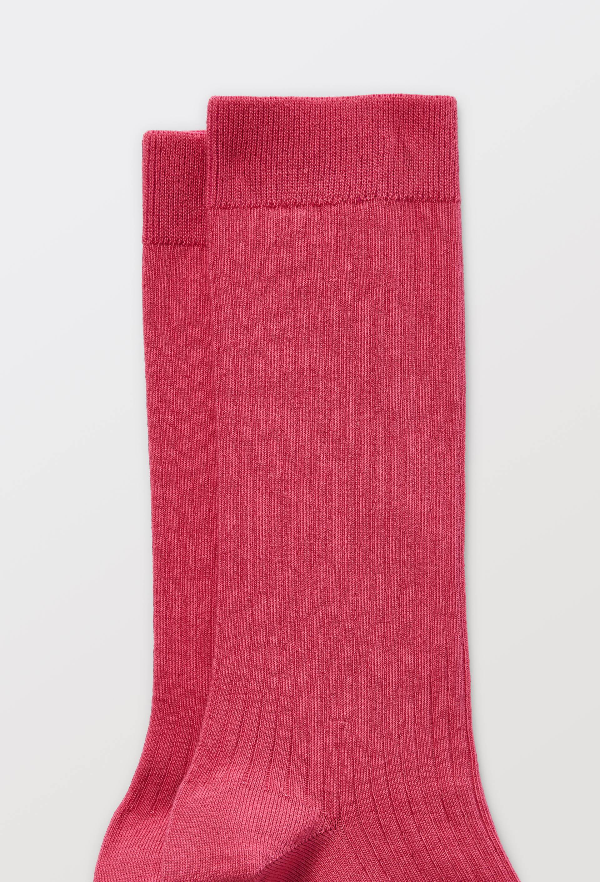 Paire de chaussettes unies en coton, Rose fonc&eacute;, large image number 1
