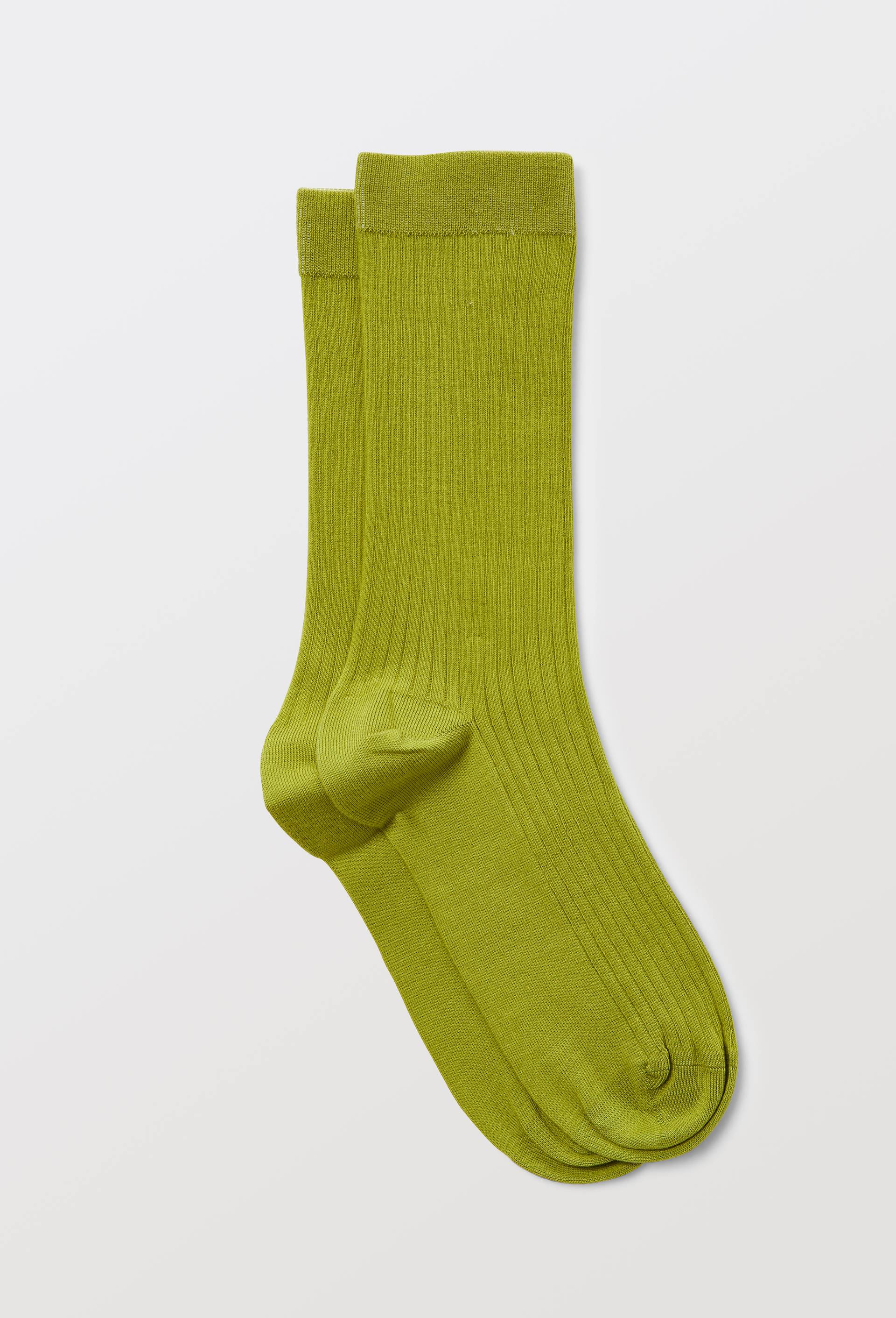 Paire de chaussettes unies en coton, Vert, swatch image