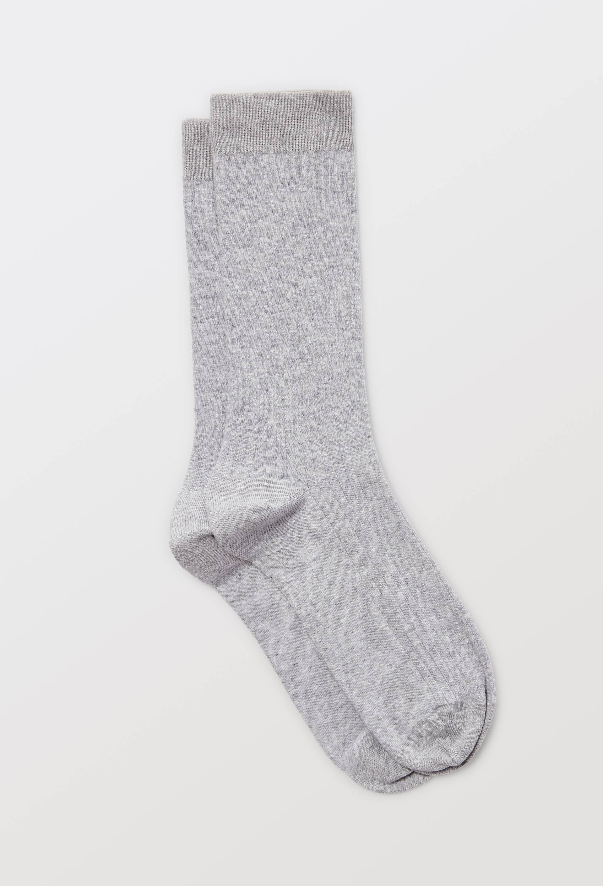 Paire de chaussettes unies en coton, Gris, large image number 0