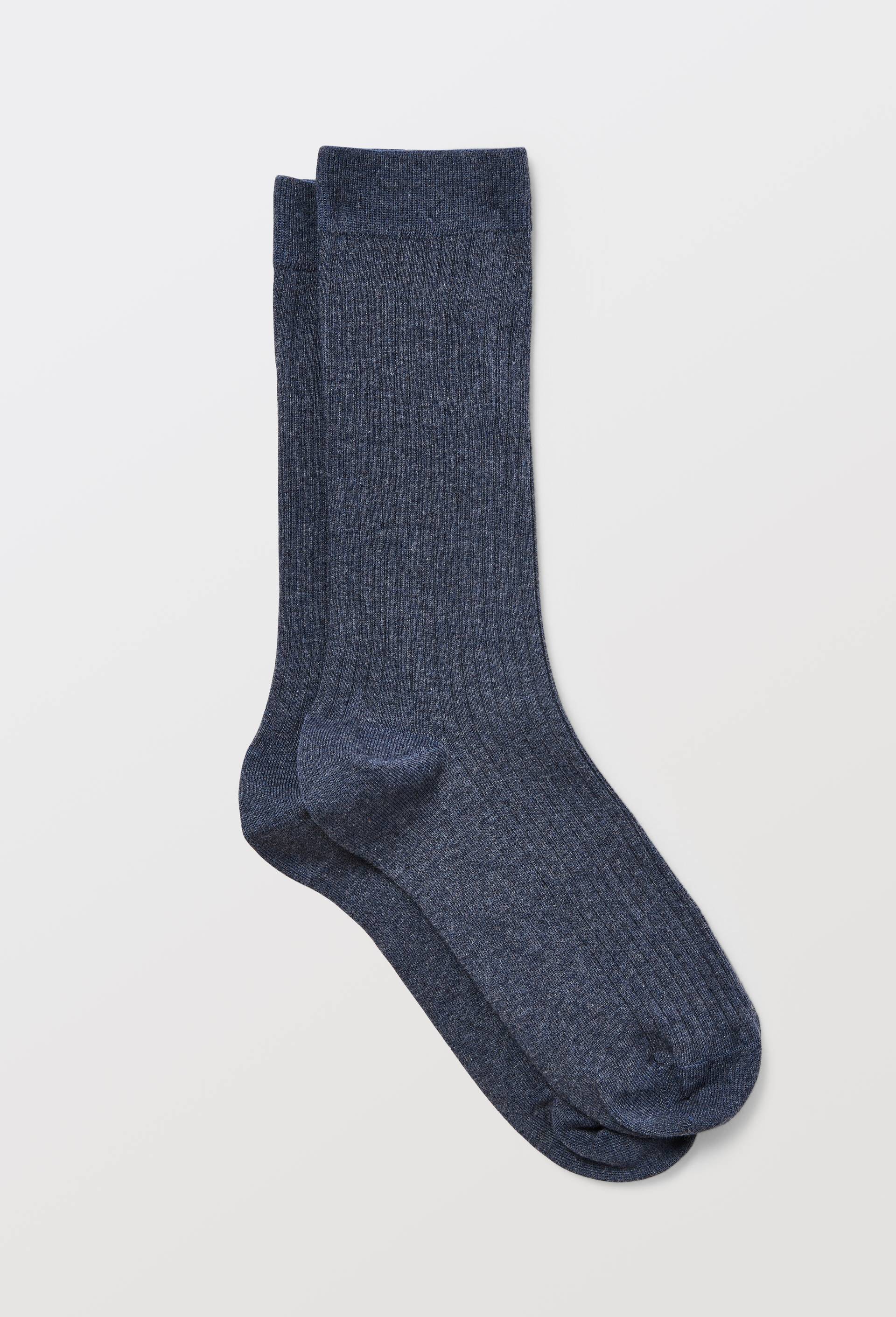 Paire de chaussettes unies en coton, Bleu, swatch image