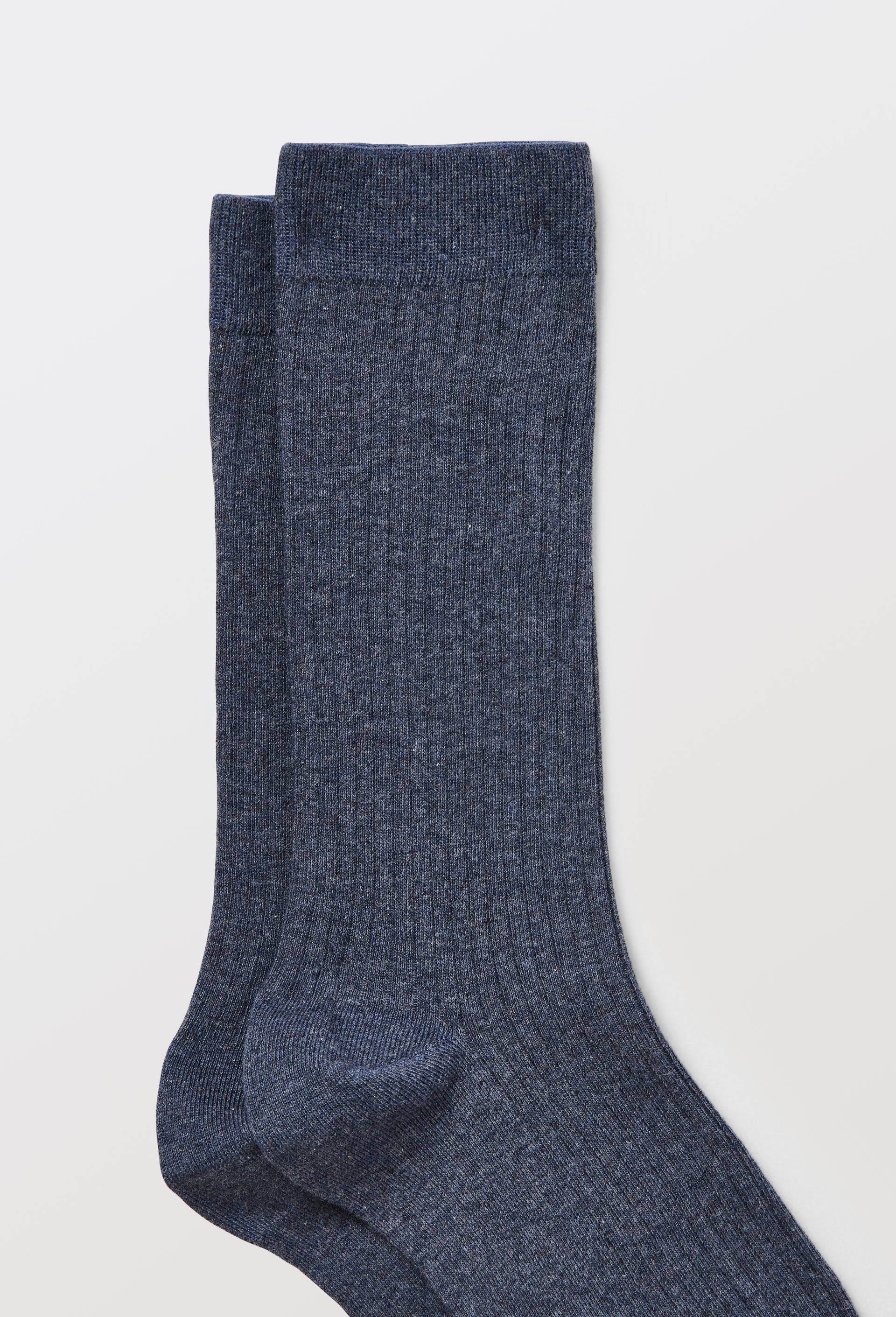 Paire de chaussettes unies en coton, Bleu, large image number 1
