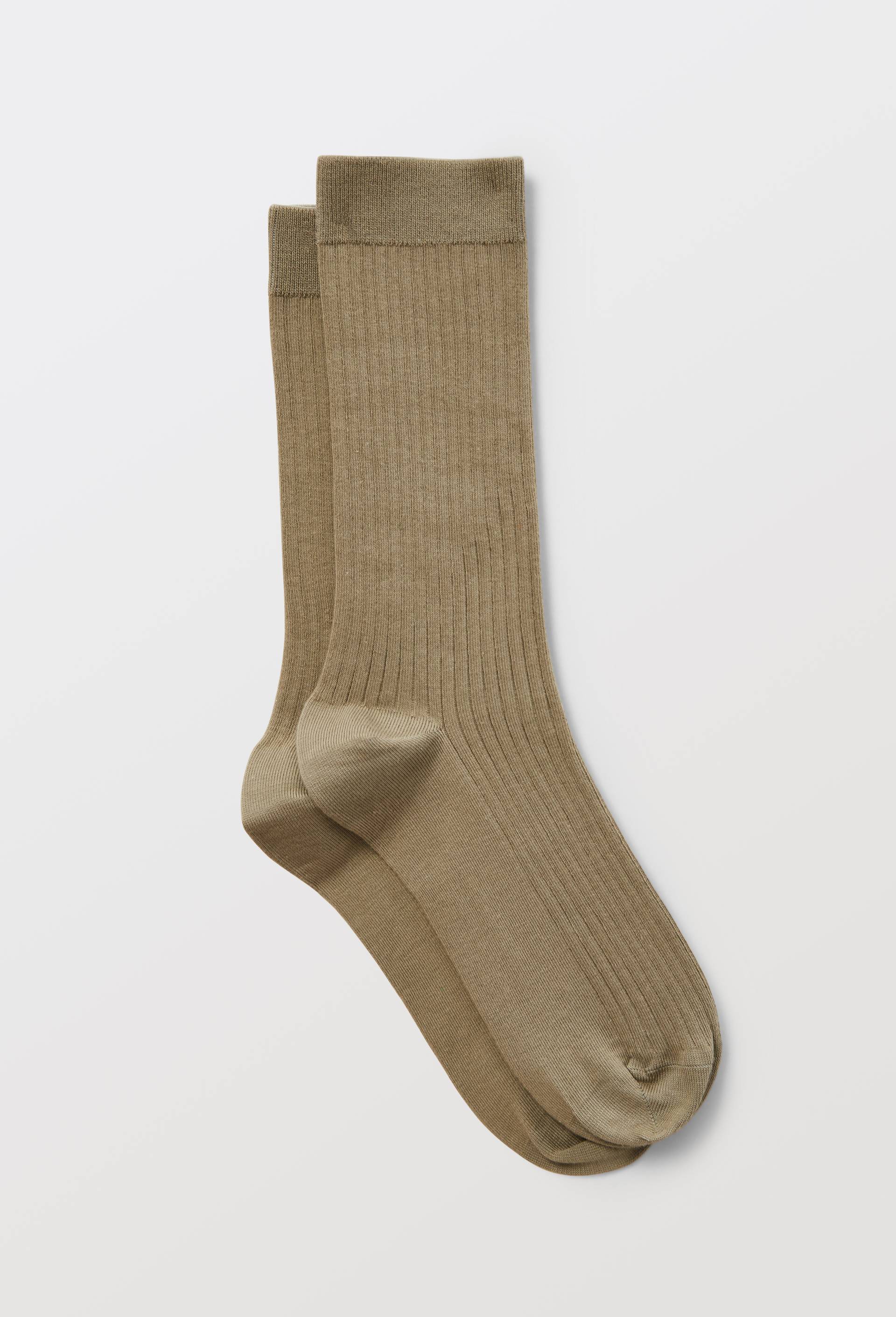 Paire de chaussettes unies en coton, Beige clair, large image number 0.0