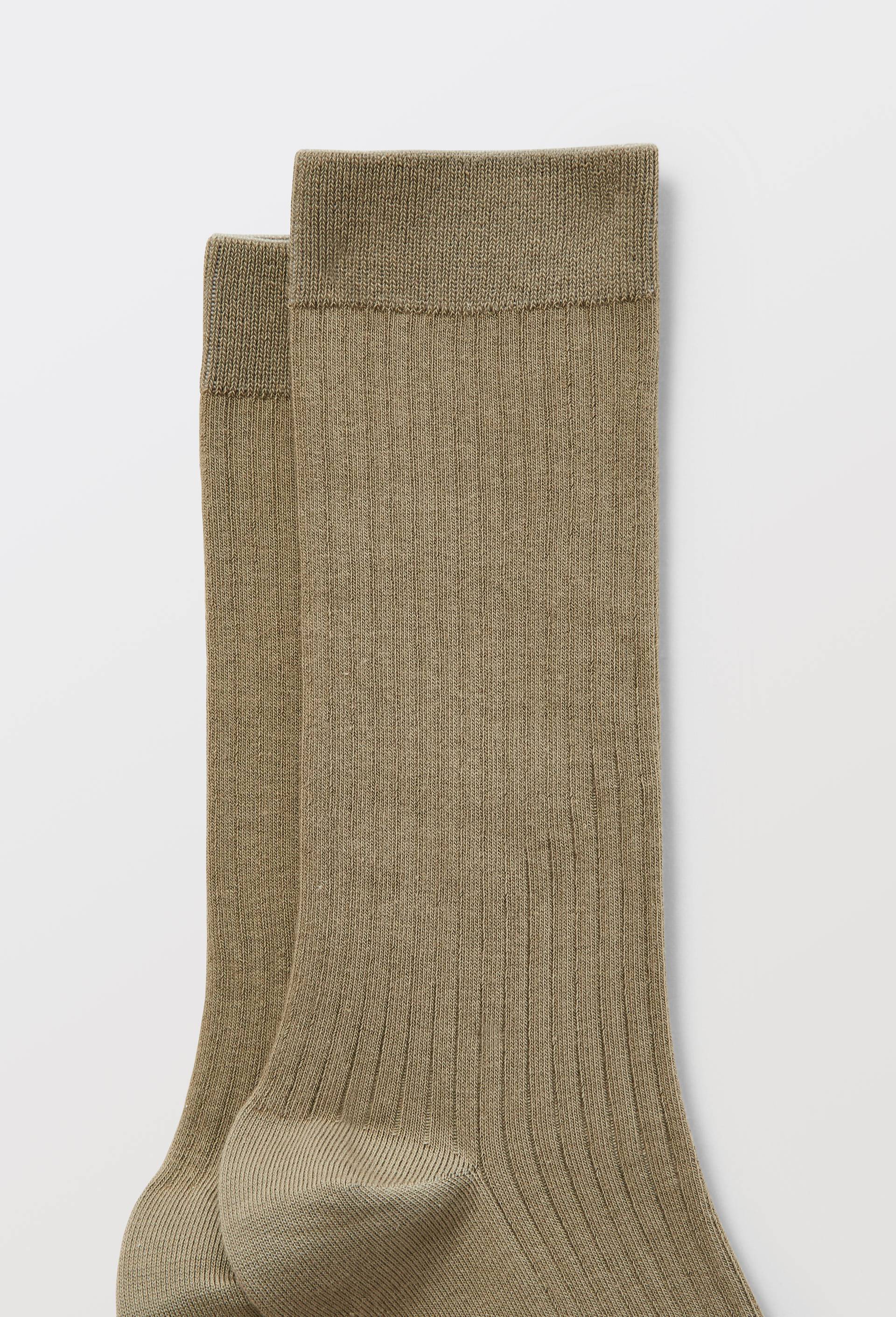 Paire de chaussettes unies en coton, Beige clair, large image number 1