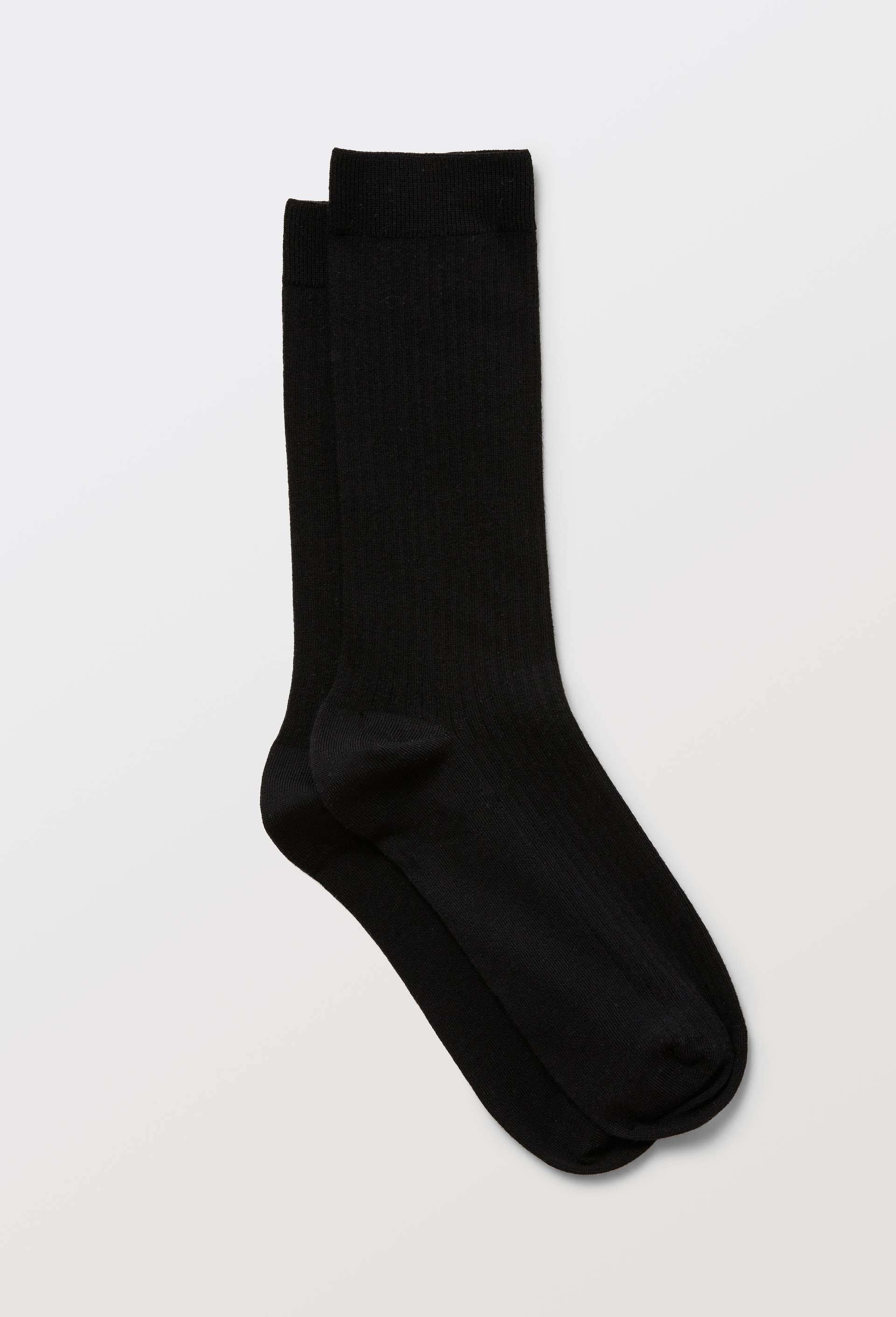 Paire de chaussettes unies en coton, Noir, large image number 0