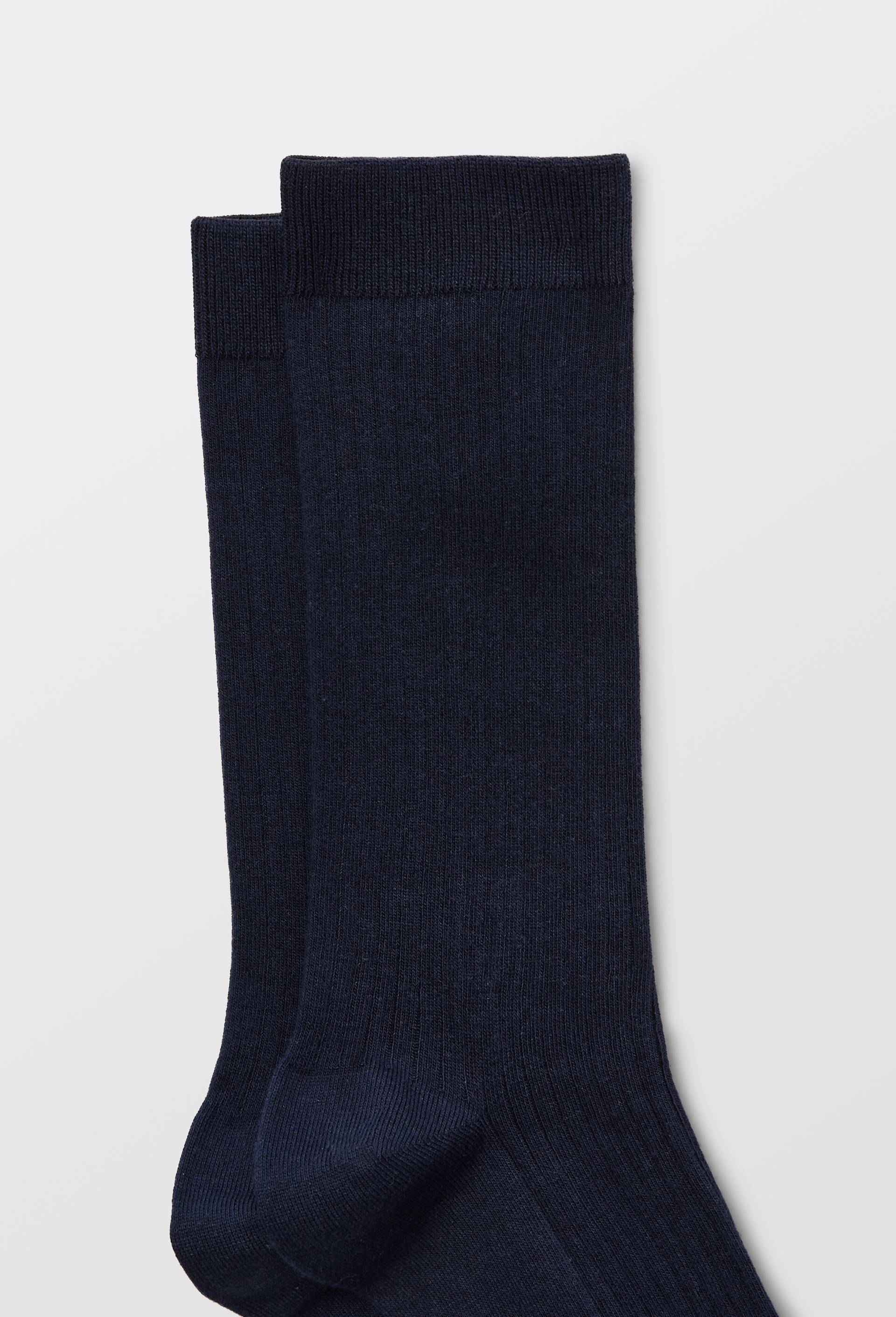 Paire de chaussettes unies en coton, Bleu fonc&eacute;, large image number 1.0