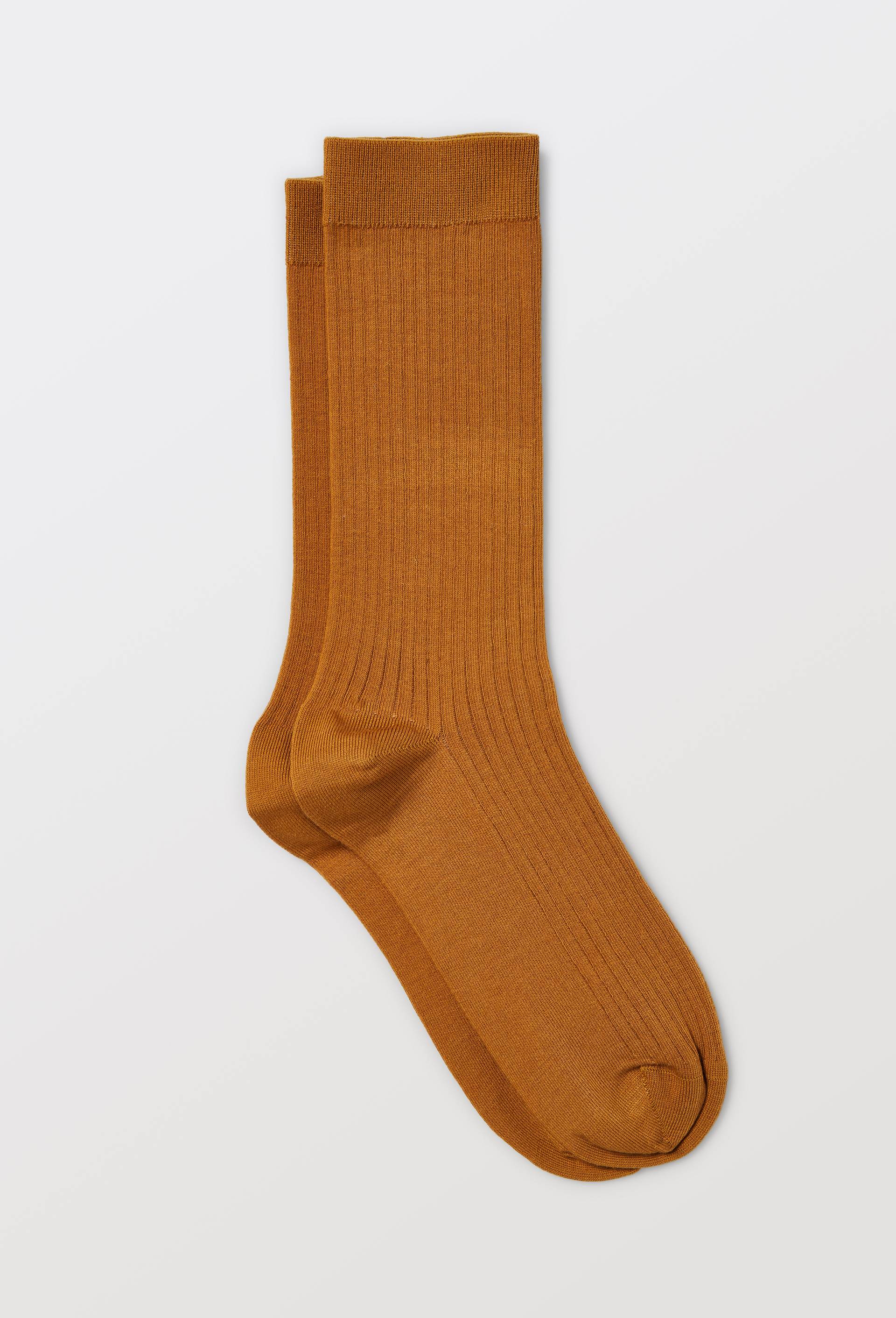 Paire de chaussettes unies en coton, Brun clair, large image number 0.0