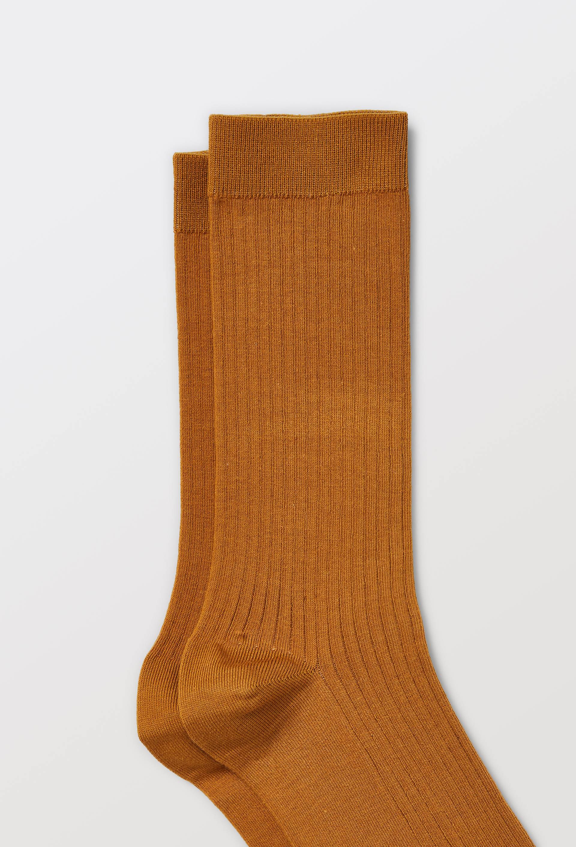 Paire de chaussettes unies en coton, Brun clair, large image number 1