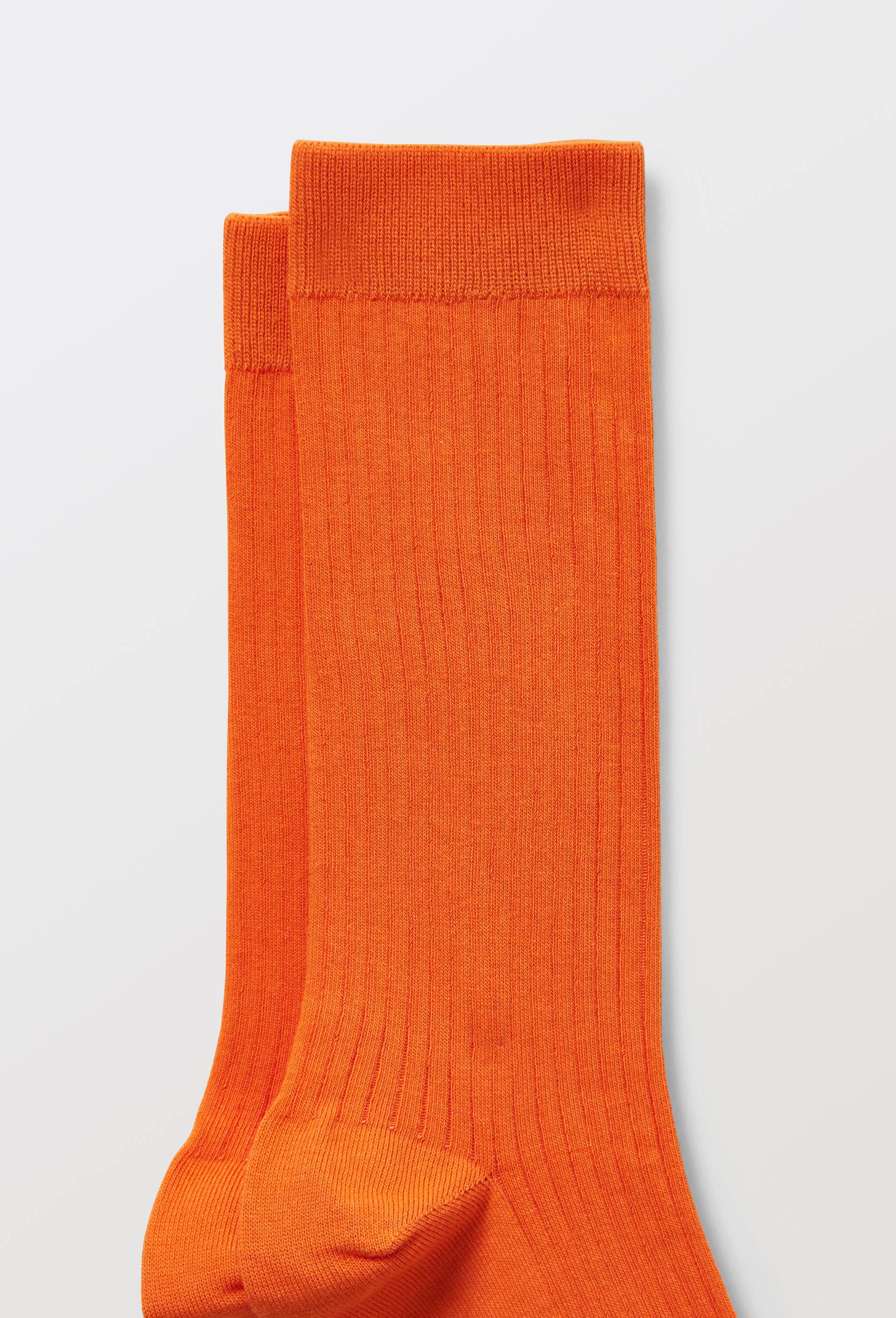 Paire de chaussettes unies en coton, Orange, large image number 1