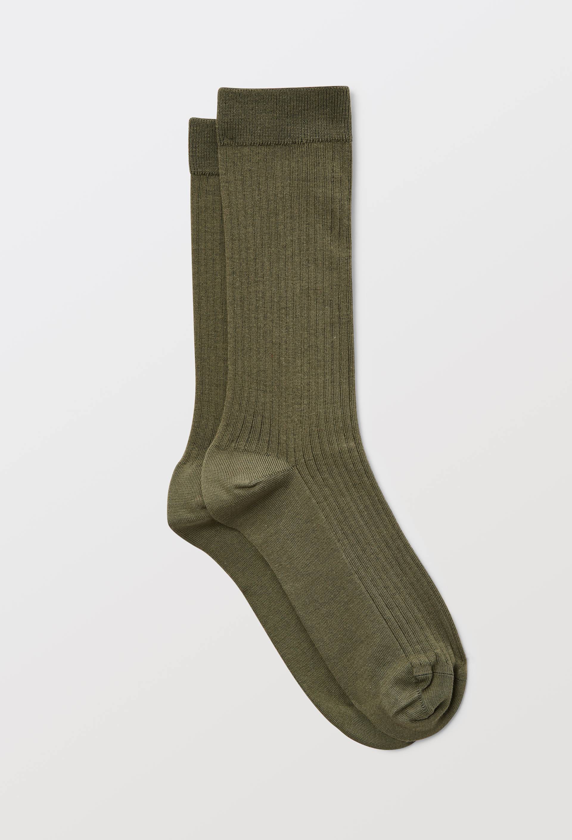 Paire de chaussettes unies en coton, Vert fonc&eacute;, large image number 0.0