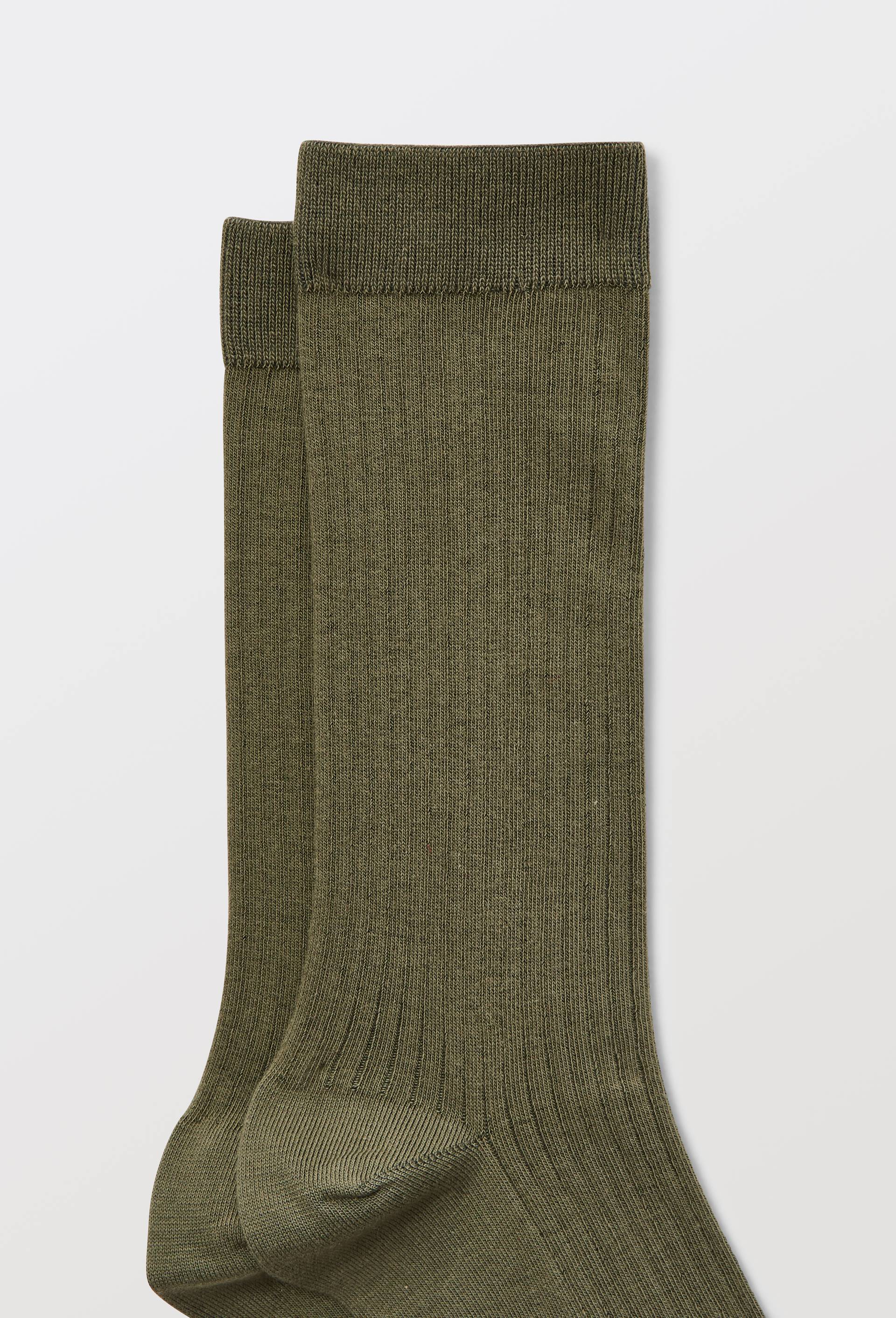 Paire de chaussettes unies en coton, Vert fonc&eacute;, large image number 1