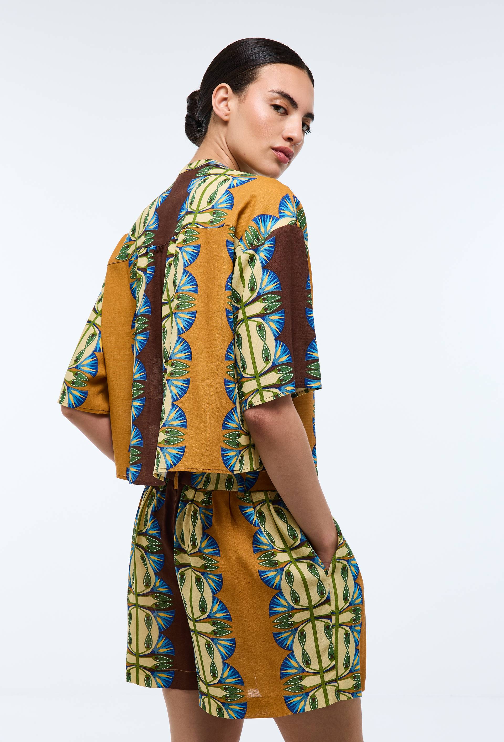 Chemise imprim&eacute;e contenant du lin - LOUIS BARTHELEMY x MONOPRIX, Brun, large image number 2