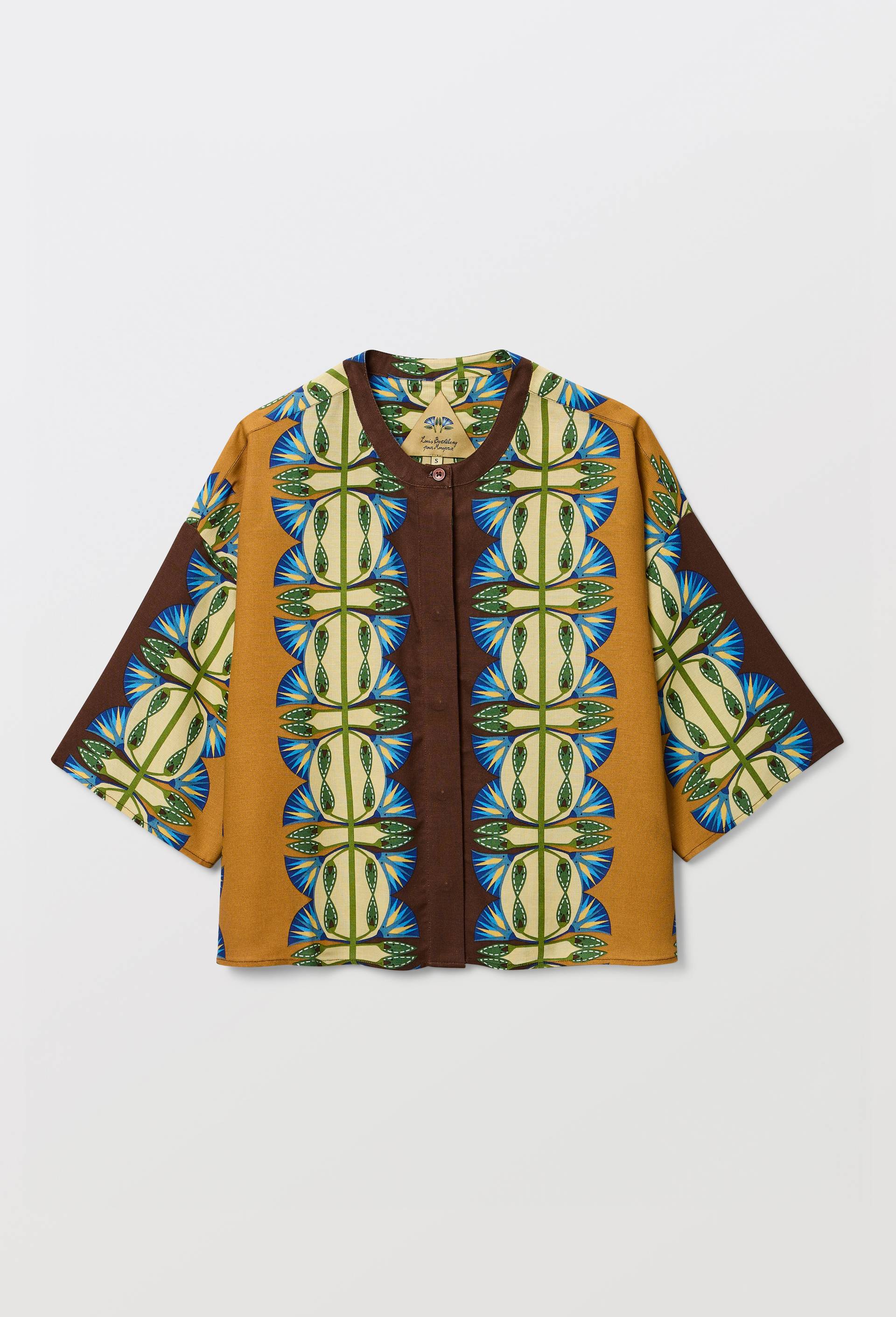Chemise imprim&eacute;e contenant du lin - LOUIS BARTHELEMY x MONOPRIX, Brun, large image number 3
