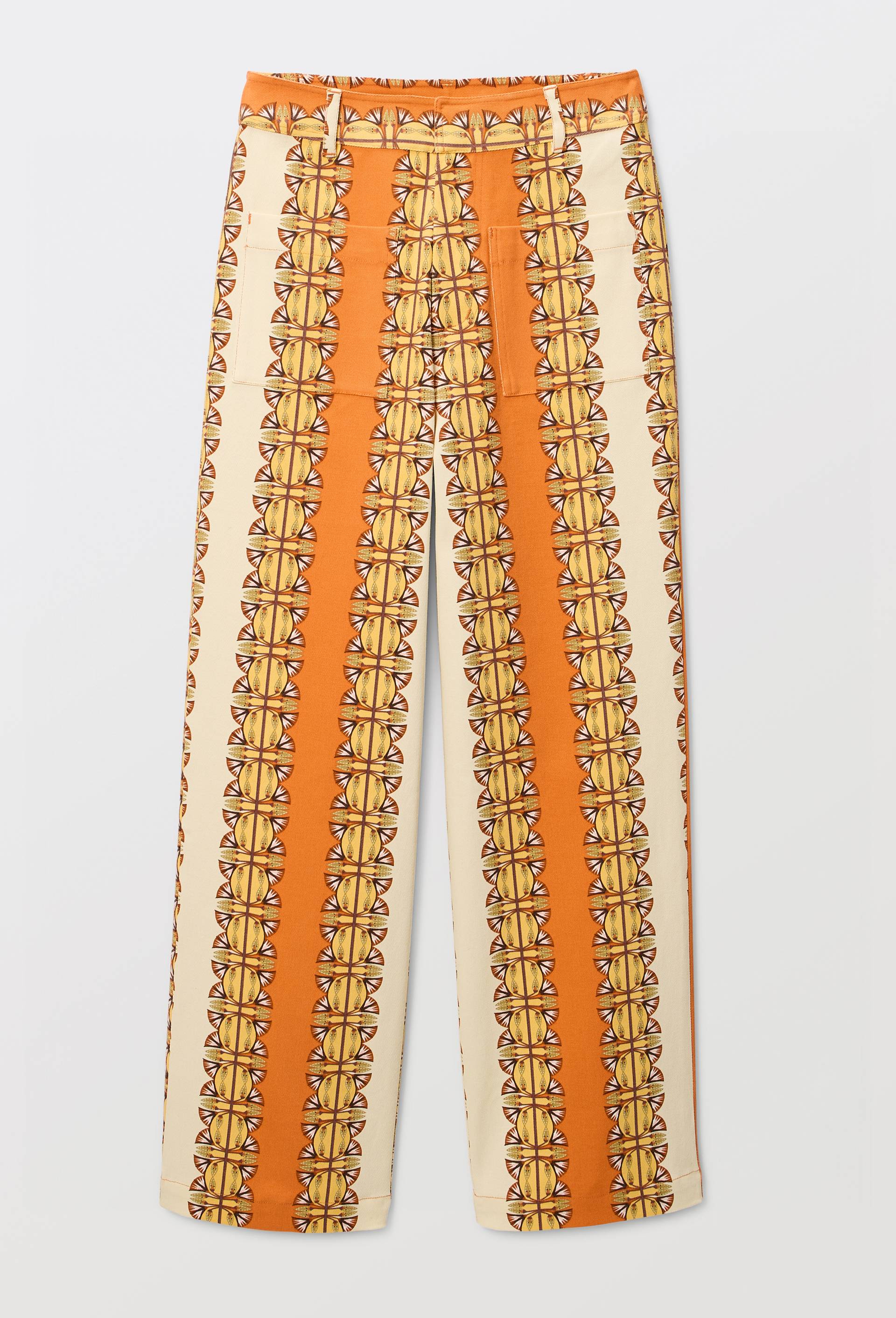 Pantalon imprim&eacute; en coton BIO  GOTS - LOUIS BARTHELEMY x MONOPRIX, Orange, large image number 3.0