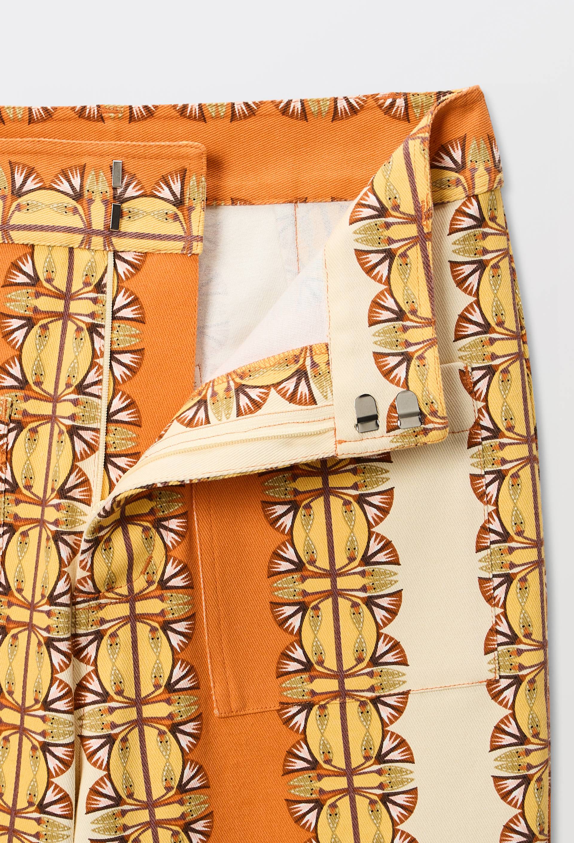 Pantalon imprim&eacute; en coton BIO  GOTS - LOUIS BARTHELEMY x MONOPRIX, Orange, large image number 4.0