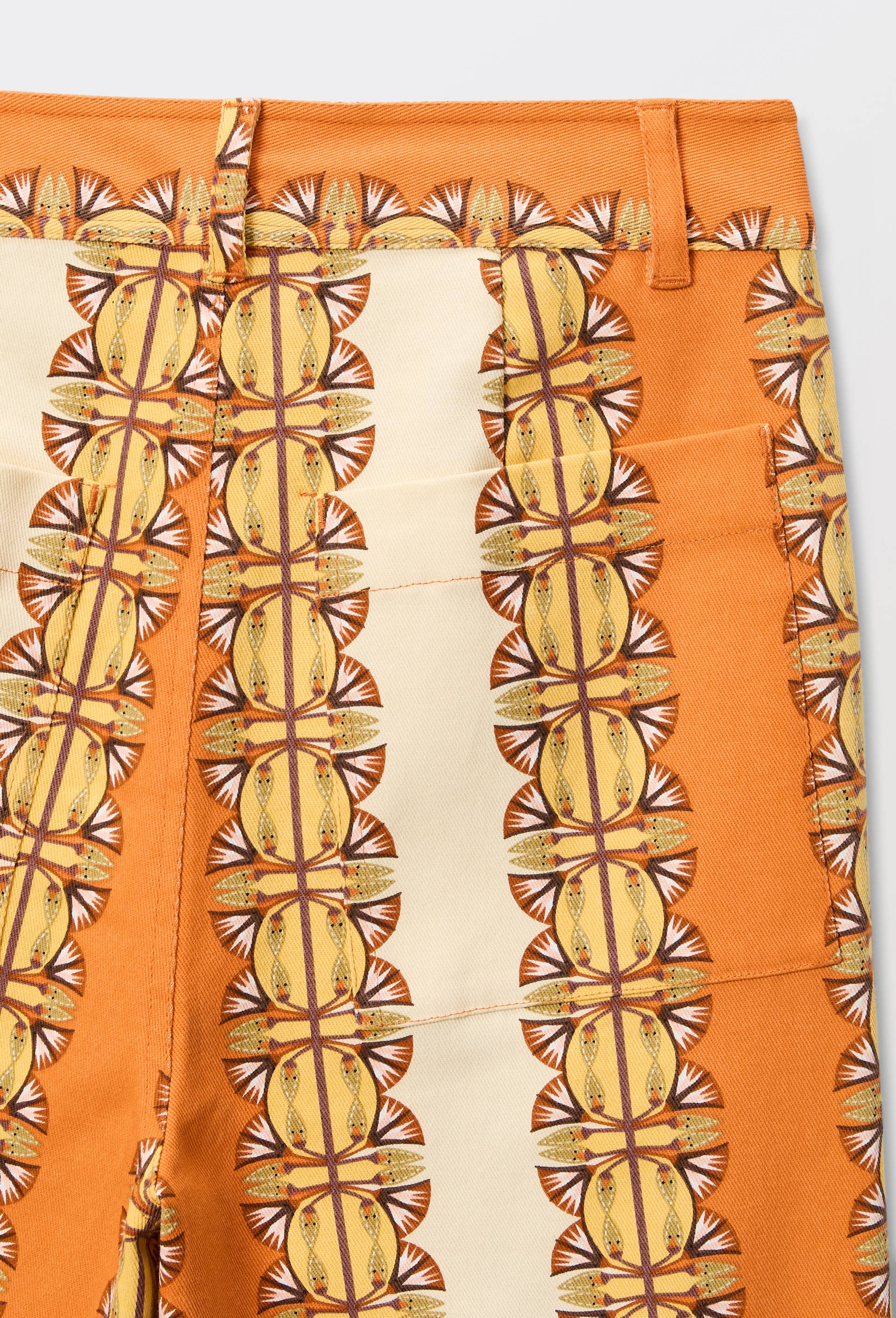 Pantalon imprim&eacute; en coton BIO  GOTS - LOUIS BARTHELEMY x MONOPRIX, Orange, large image number 5.0