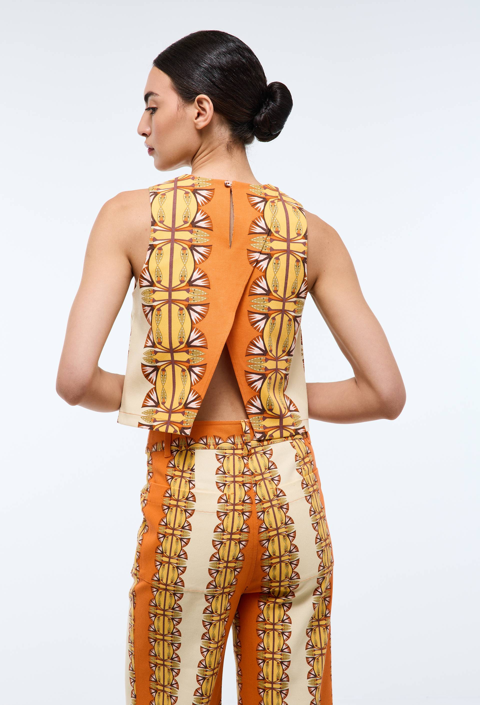 Top imprim&eacute; en coton BIO GOTS - LOUIS BARTHELEMY x MONOPRIX, Orange, large image number 2.0